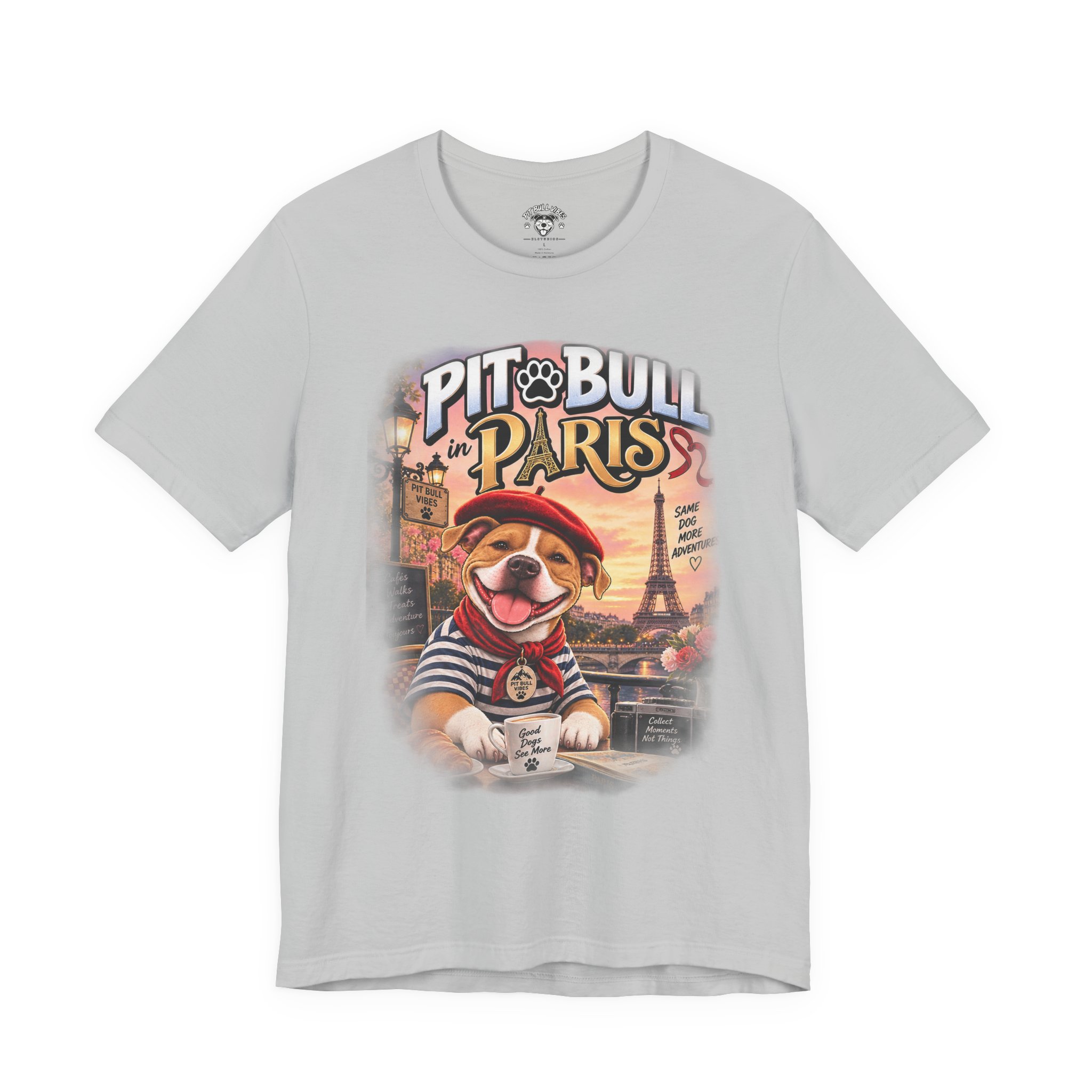 Pit Bull in Paris T-Shirt — Cute French PitBull Travel Graphic Tee - Image 5
