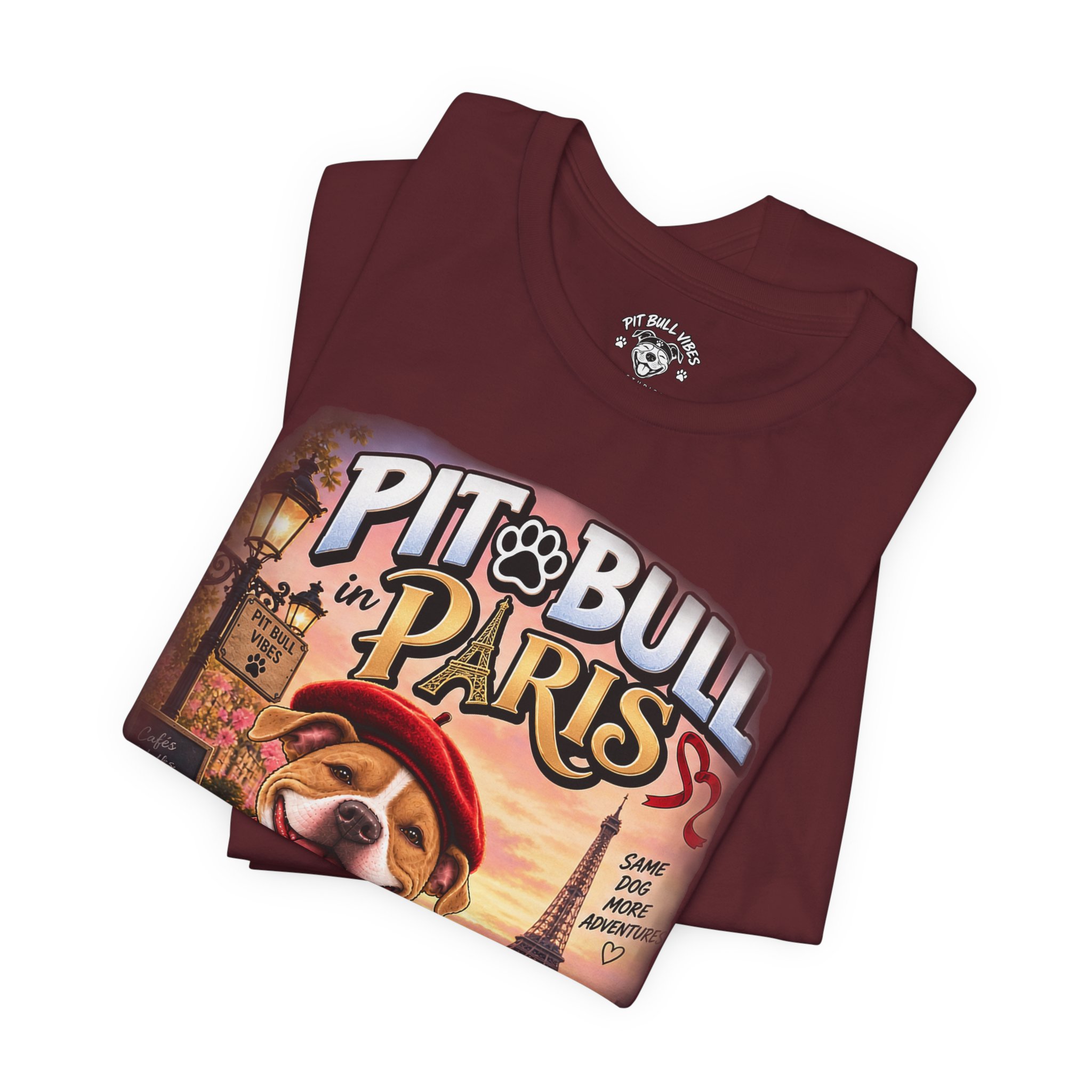 Pit Bull in Paris T-Shirt — Cute French PitBull Travel Graphic Tee - Image 31