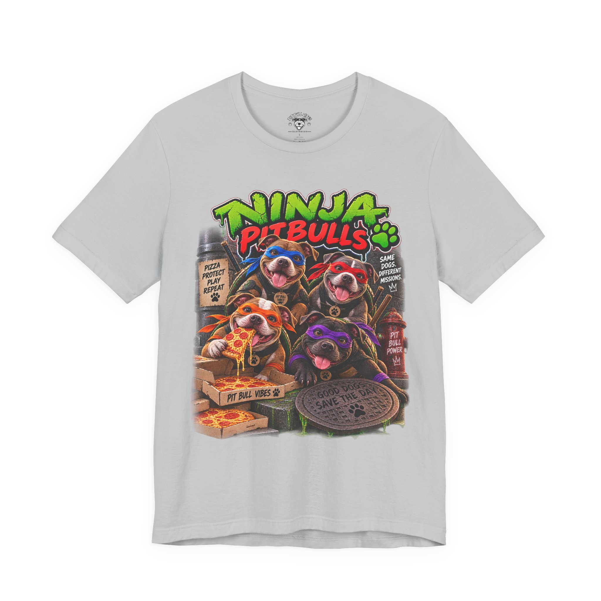 Ninja Pitbulls Graphic Tee — Cute Pitbull Dogs Street Art T-Shirt - Image 9