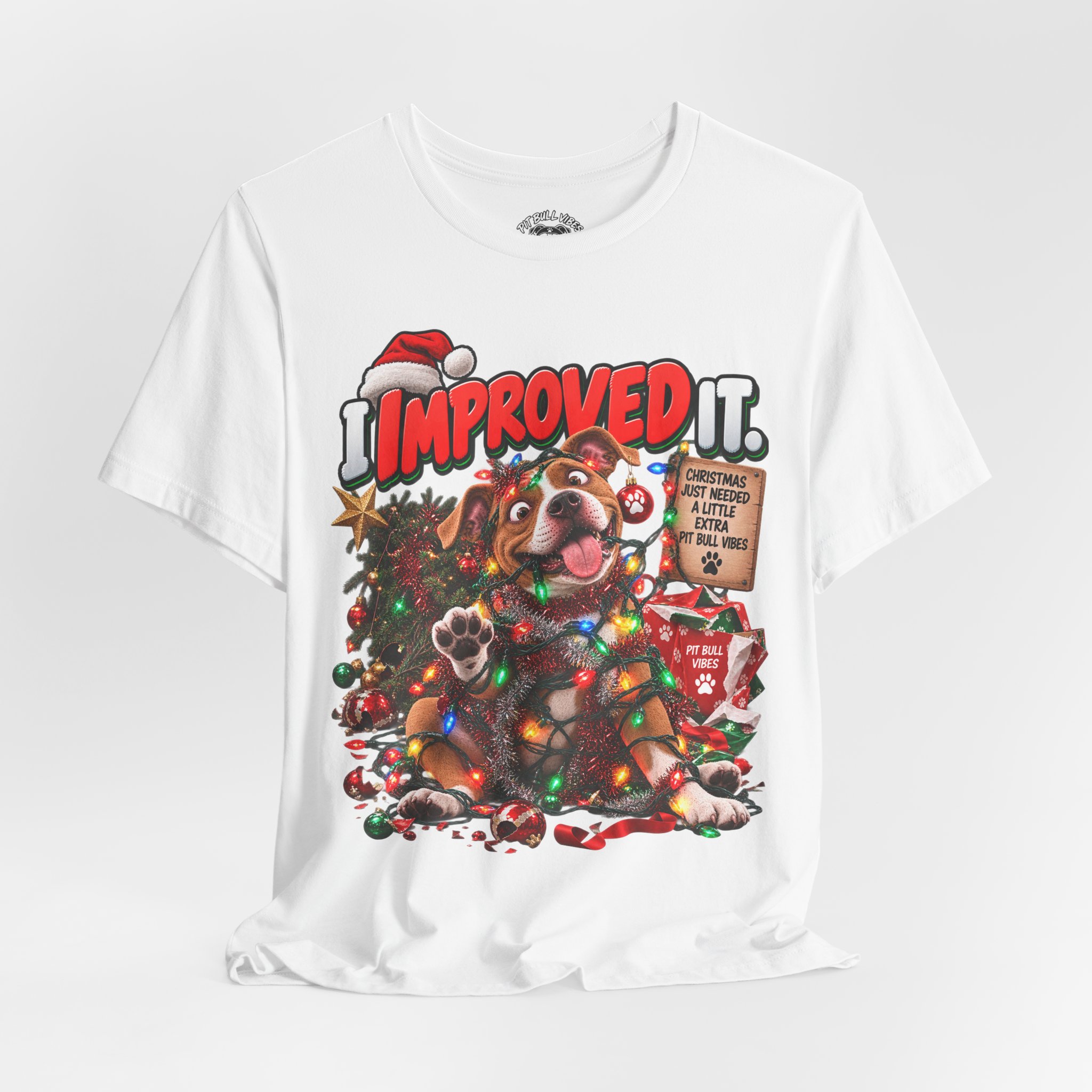 Holiday Dog T‑Shirt “I Improved It” Christmas Puppy Tee - Image 8