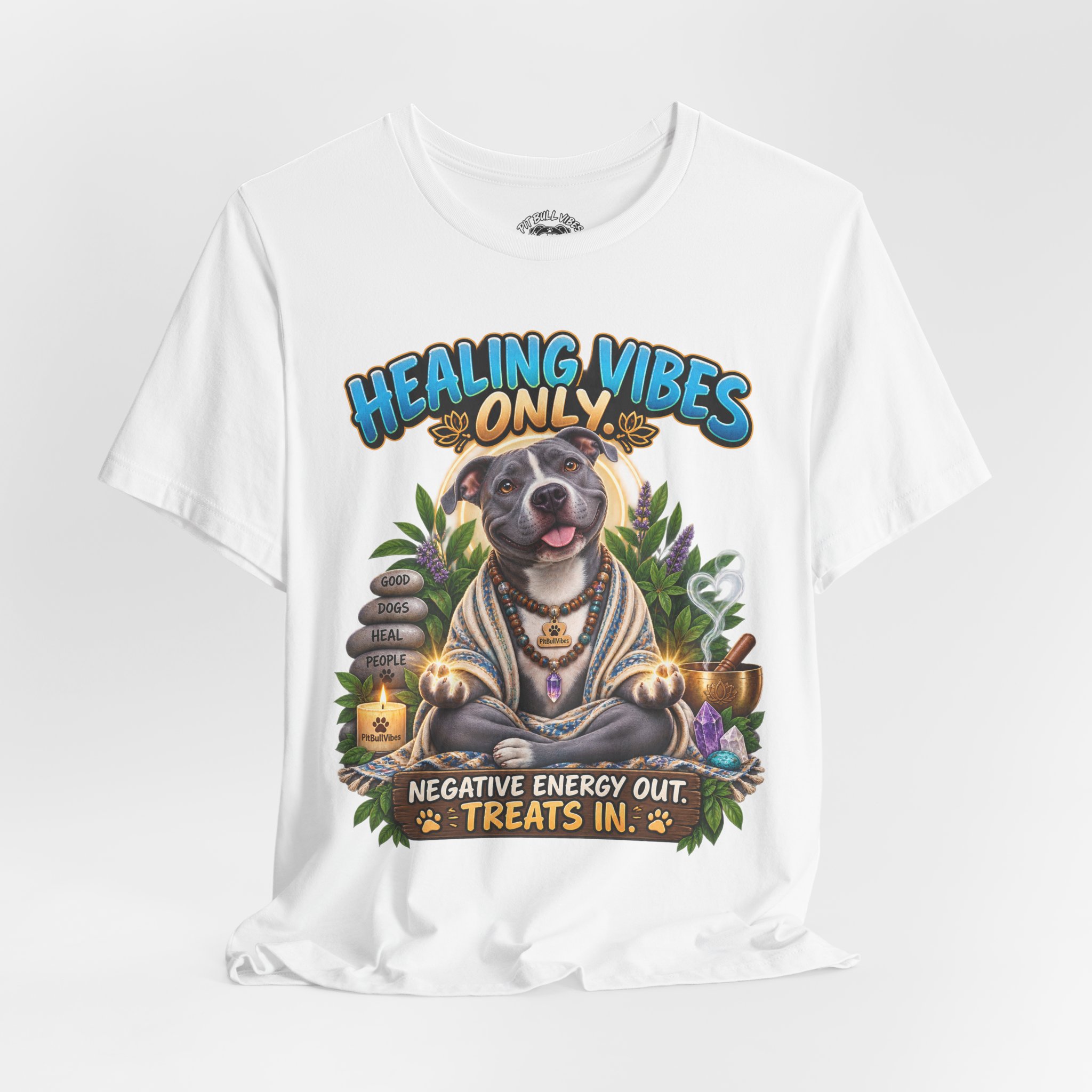 Healing Vibes Only Tee — "Negative Energy Out, Treats In" Dog Graphic T‑Shirt - Image 8