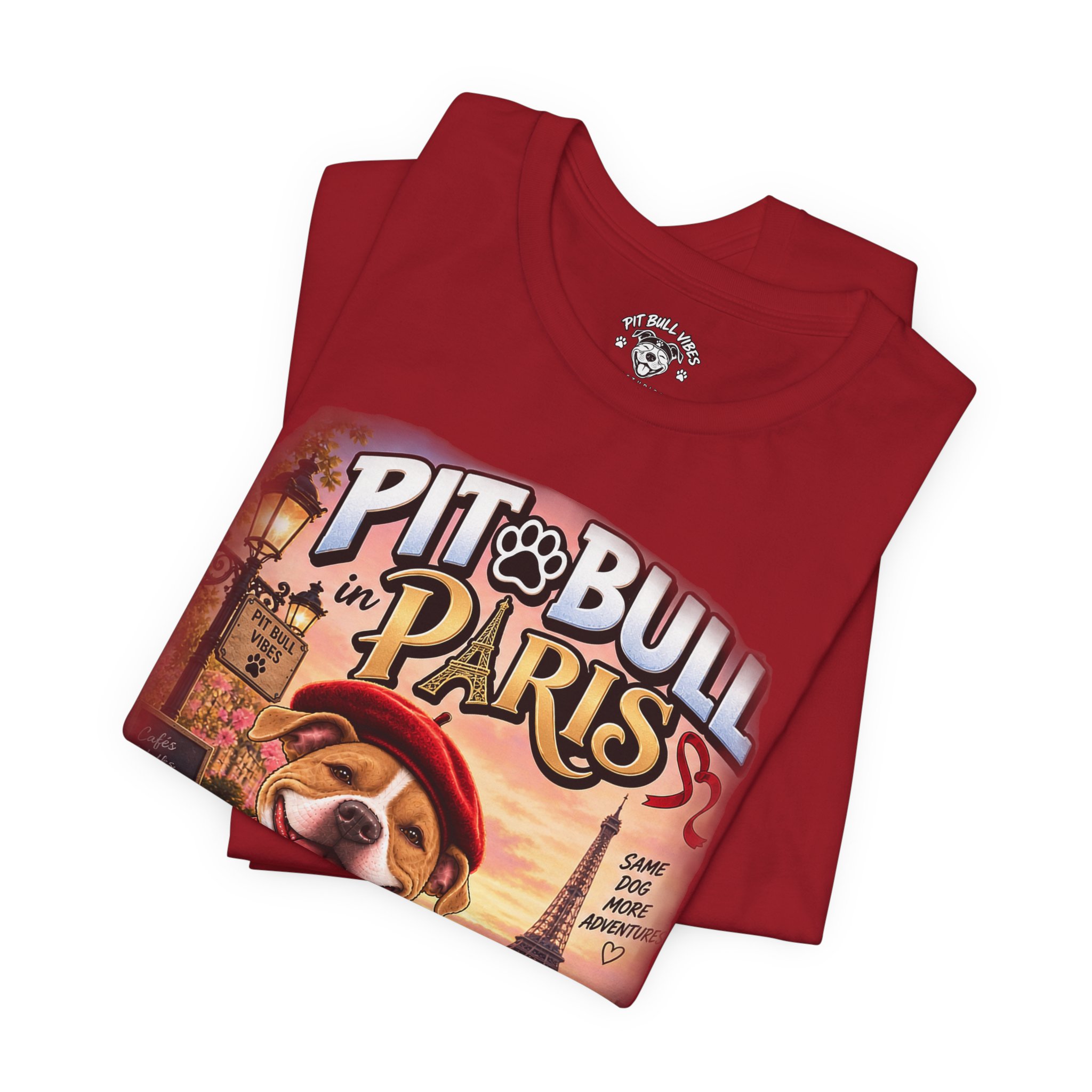 Pit Bull in Paris T-Shirt — Cute French PitBull Travel Graphic Tee - Image 39