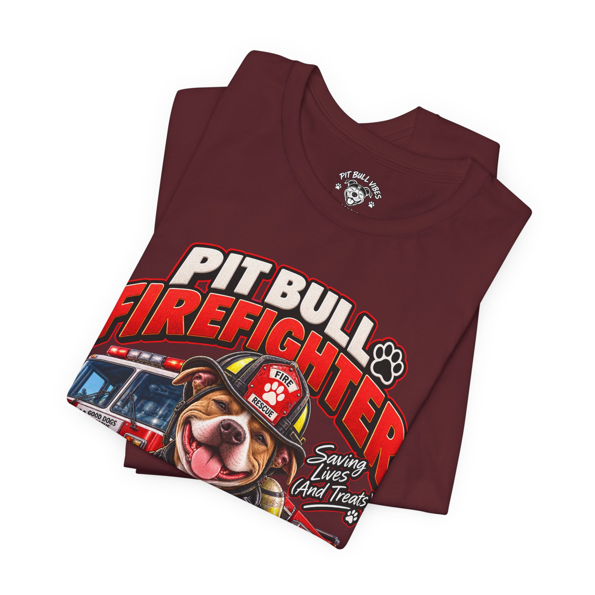 Pitbull Firefighter T-Shirt – Cute Firehouse Dog Tee for Firefighters & Dog Lovers - Image 31