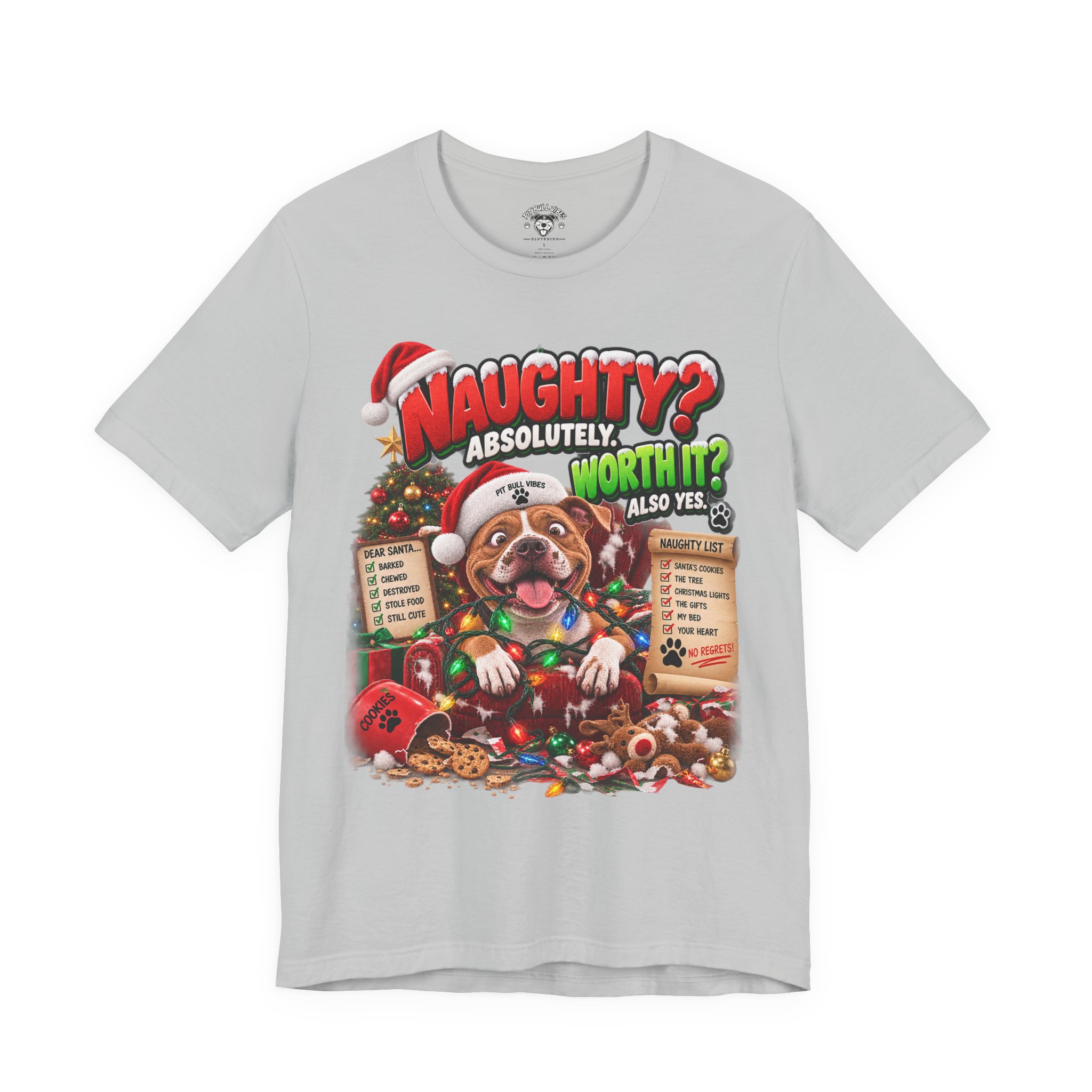 Naughty? Absolutely! Worth It? Christmas Dog Graphic Tee - Image 9