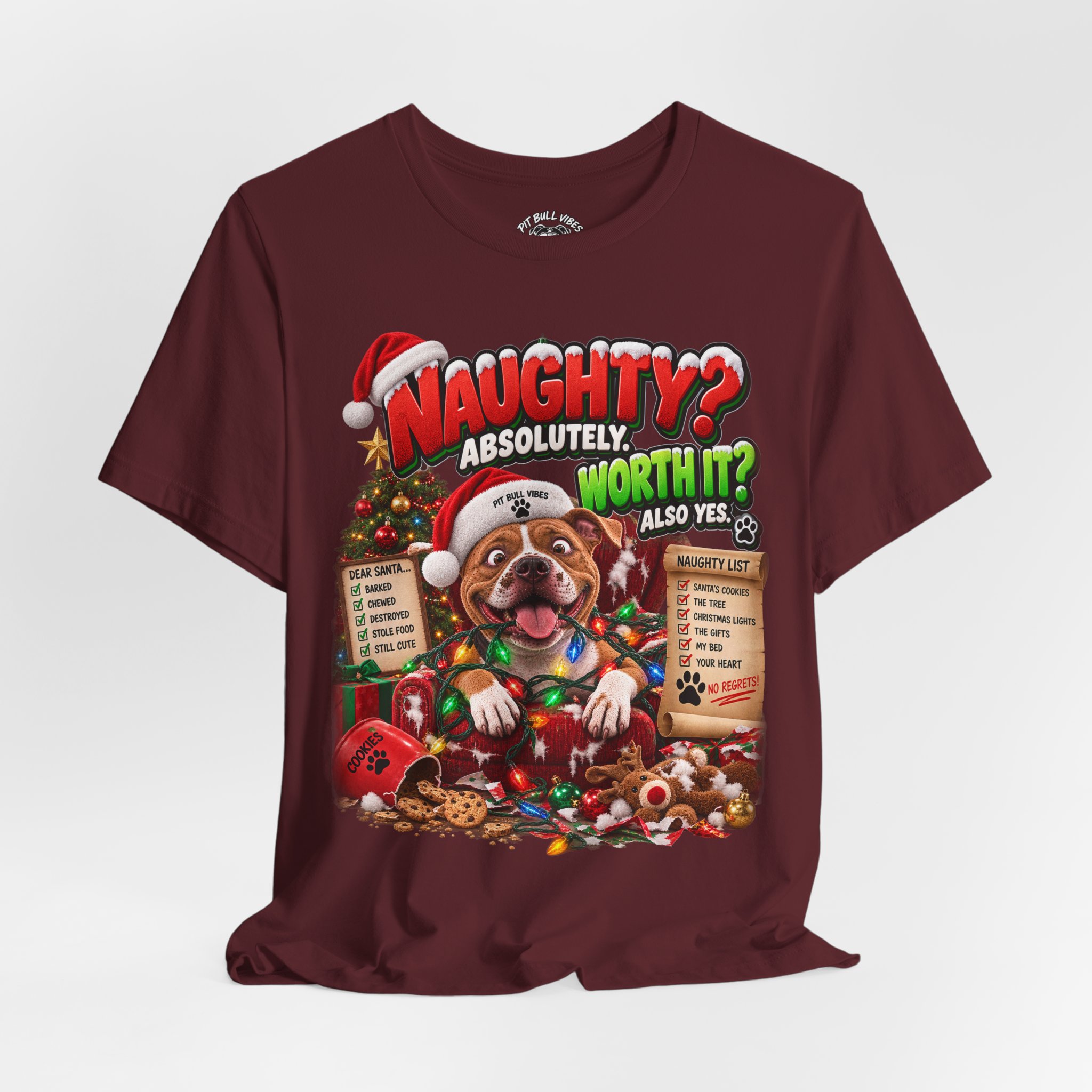 Naughty? Absolutely! Worth It? Christmas Dog Graphic Tee - Image 32