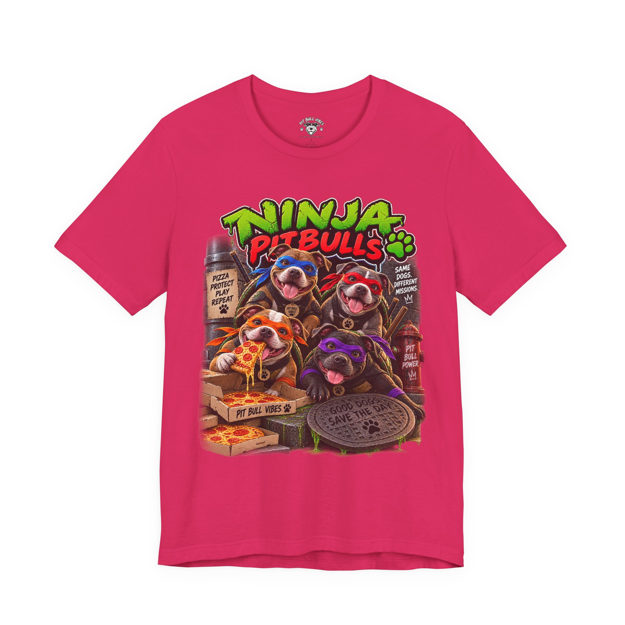 Ninja Pitbulls Graphic Tee — Cute Pitbull Dogs Street Art T-Shirt - Image 29