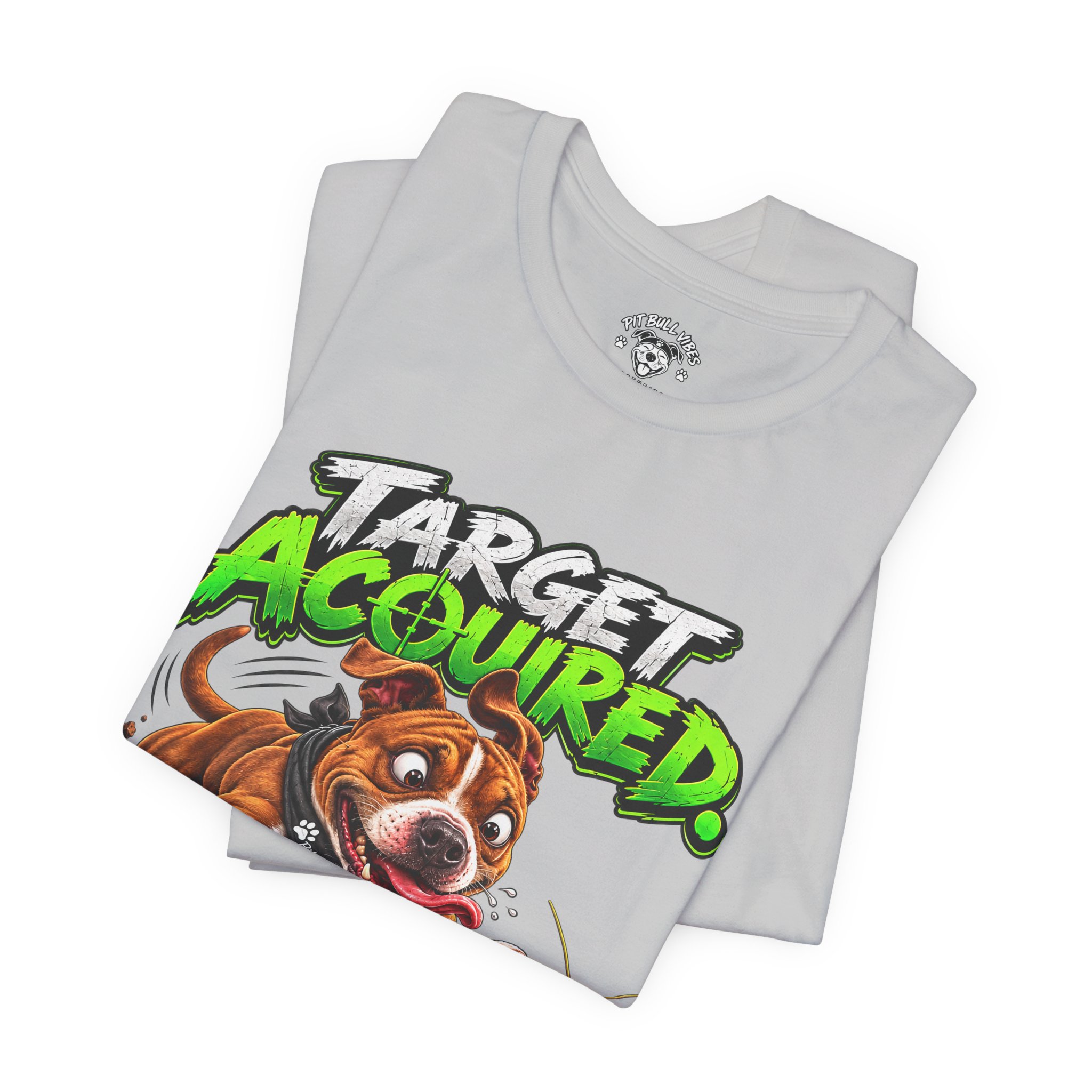 Target Acquired T-Shirt — Playful PitBull Dog 'Bug Patrol: Full Send' Graphic Tee - Image 11