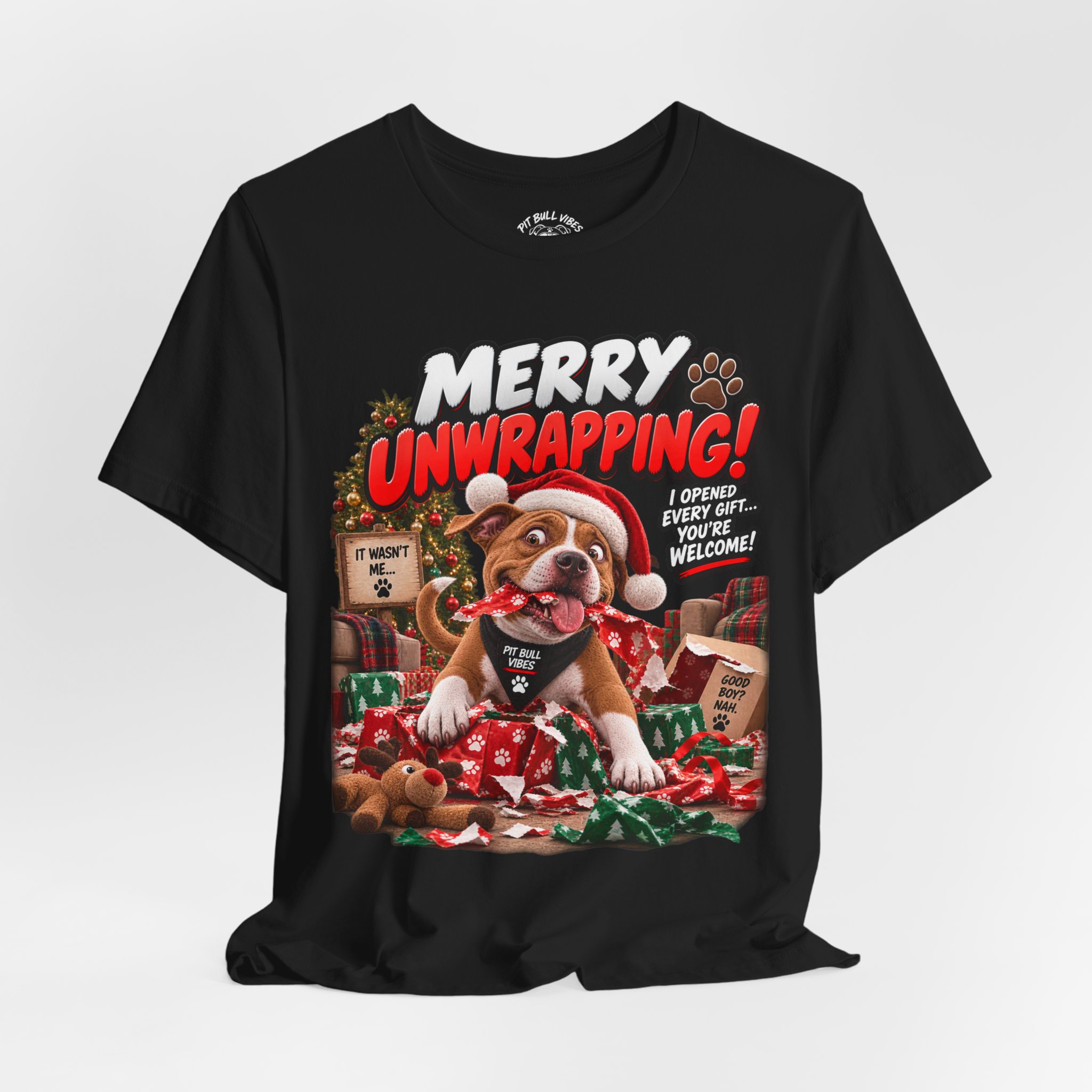 Merry Unwrapping! Christmas Dog T-Shirt — Funny Holiday Puppy Gift - Image 16