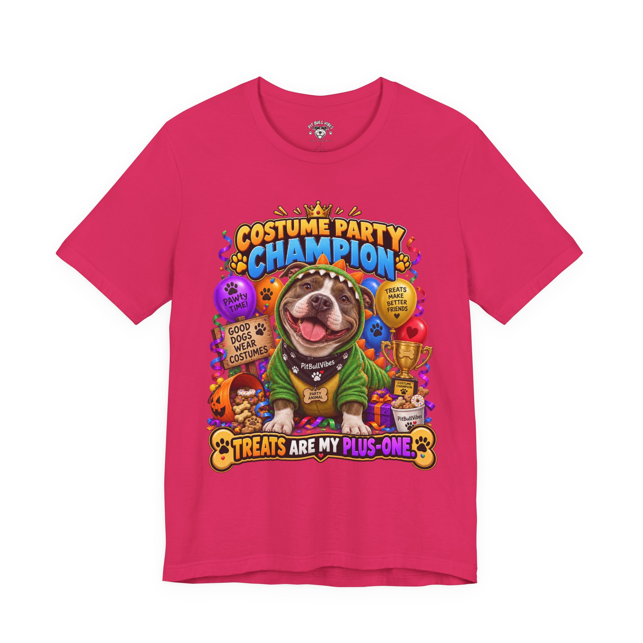 Costume Party Champion Dog T-Shirt — "Treats Are My Plus-One" - Image 25