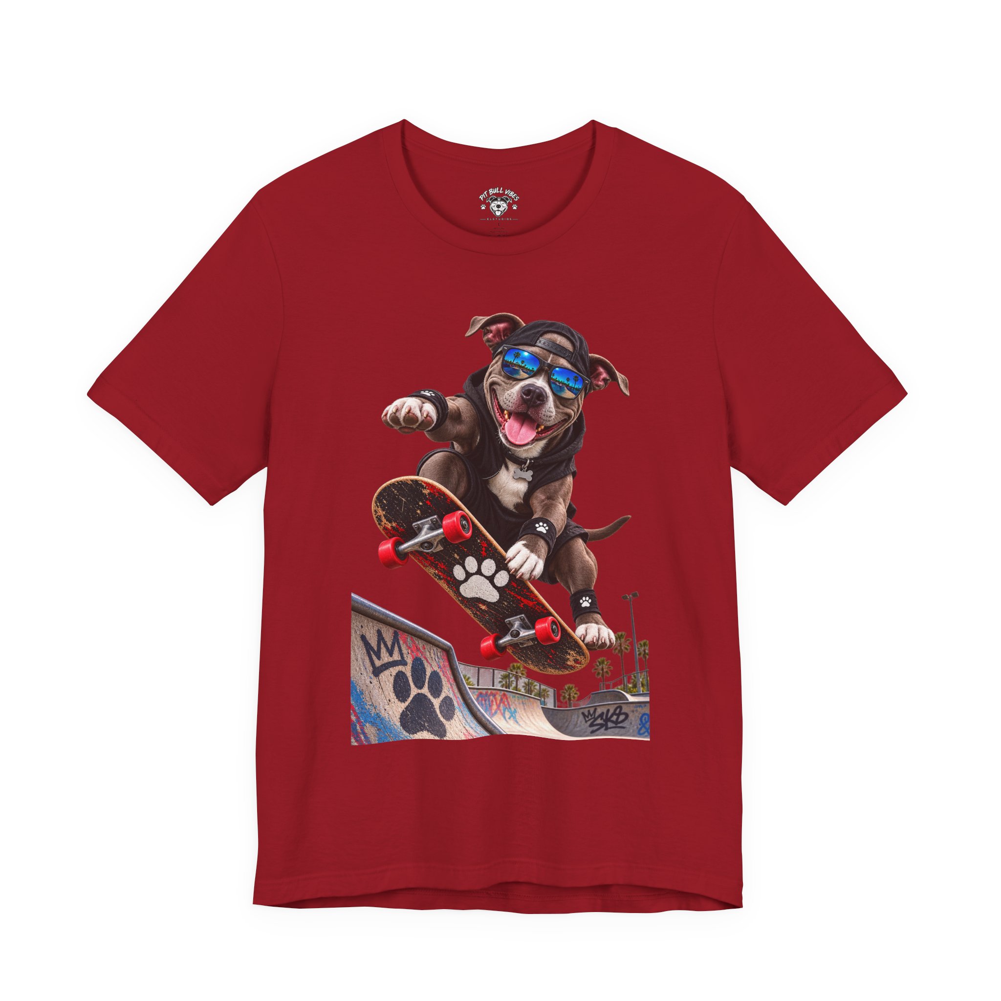 Skateboarding Dog T-Shirt | Skate Pup Graphic Tee, Sunglasses Puppy - Image 37