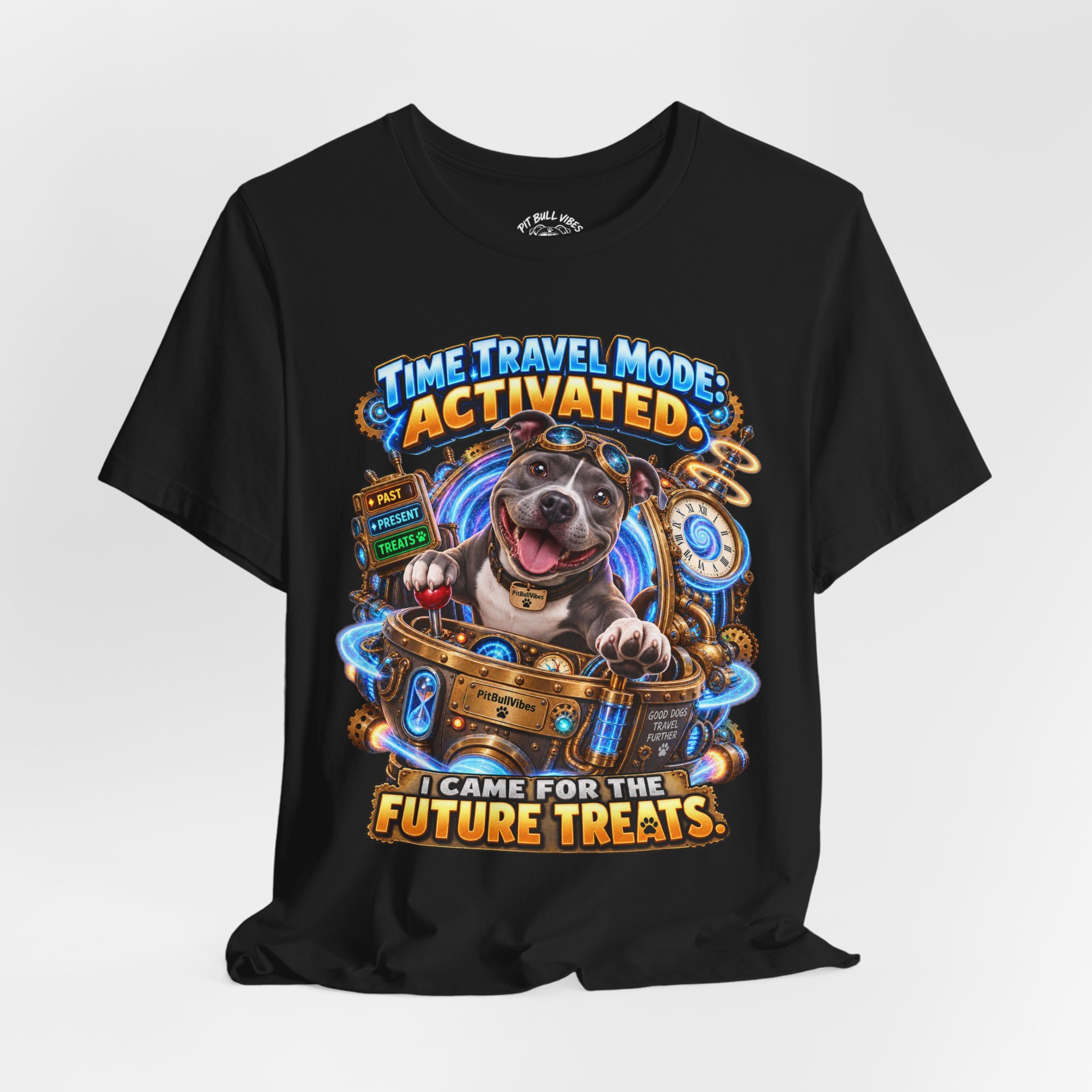 Time Travel Mode Activated Dog Tee — "I Came for the Future Treats"