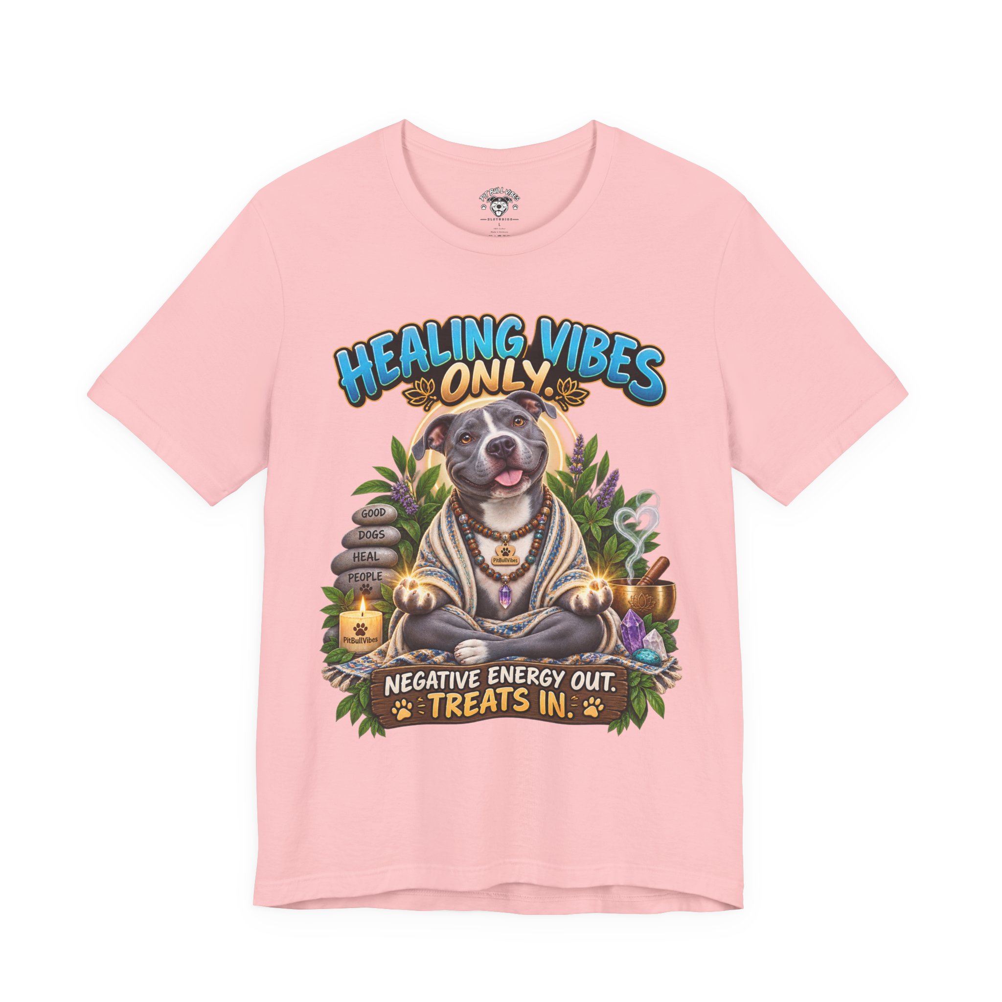 Healing Vibes Only Tee — "Negative Energy Out, Treats In" Dog Graphic T‑Shirt - Image 33