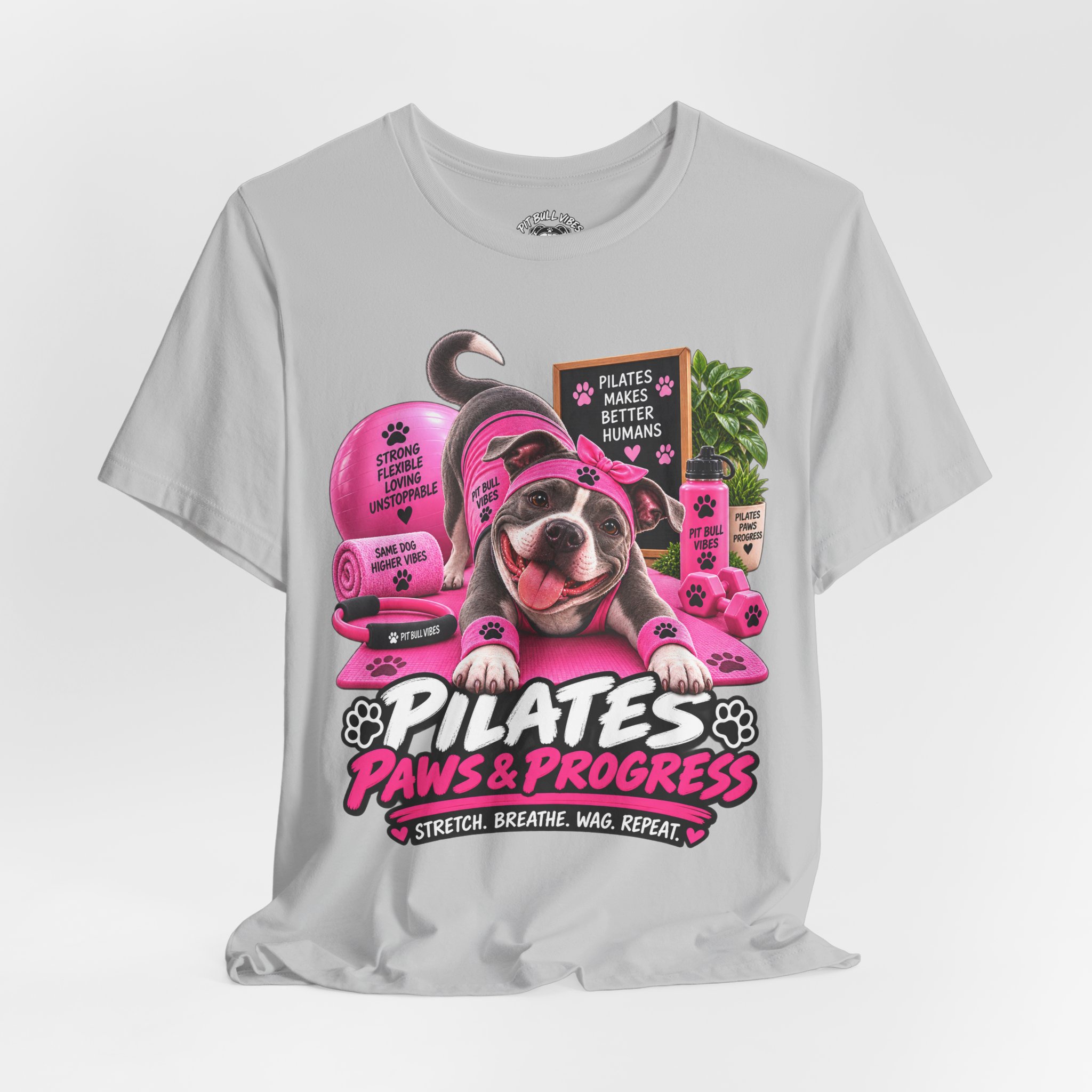 Pilates Paws & Progress T-Shirt — Cute Dog Yoga Pilates Tee (Stretch, Breathe, Wag, Repeat) - Image 12