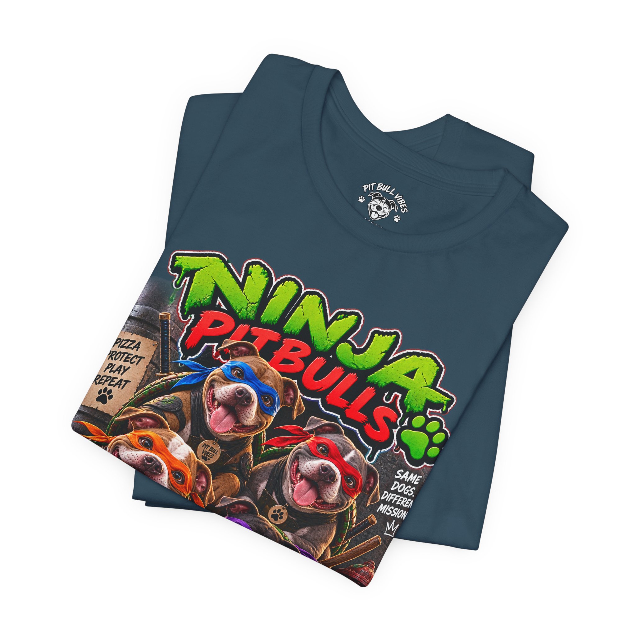 Ninja Pitbulls Graphic Tee — Cute Pitbull Dogs Street Art T-Shirt - Image 27