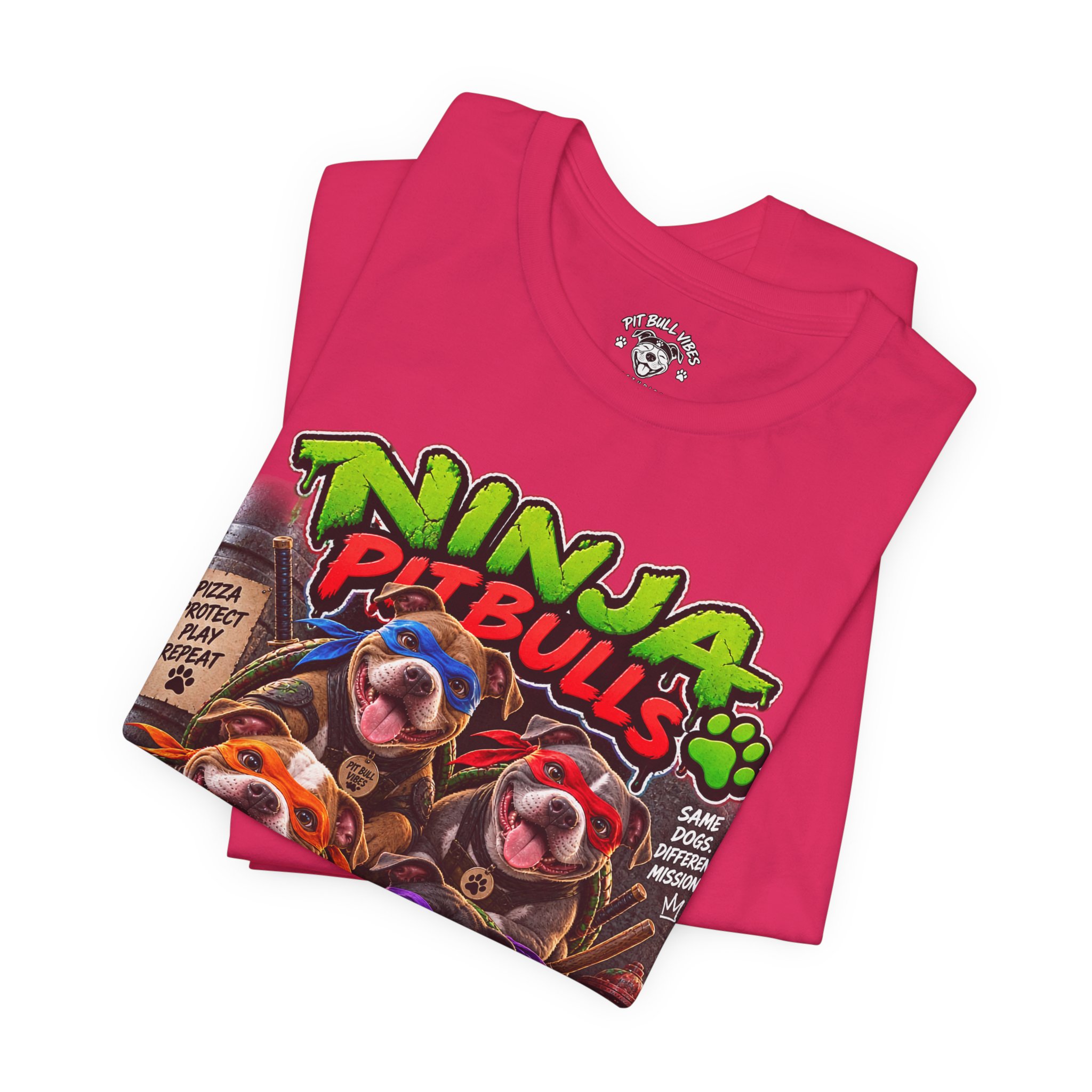 Ninja Pitbulls Graphic Tee — Cute Pitbull Dogs Street Art T-Shirt - Image 31
