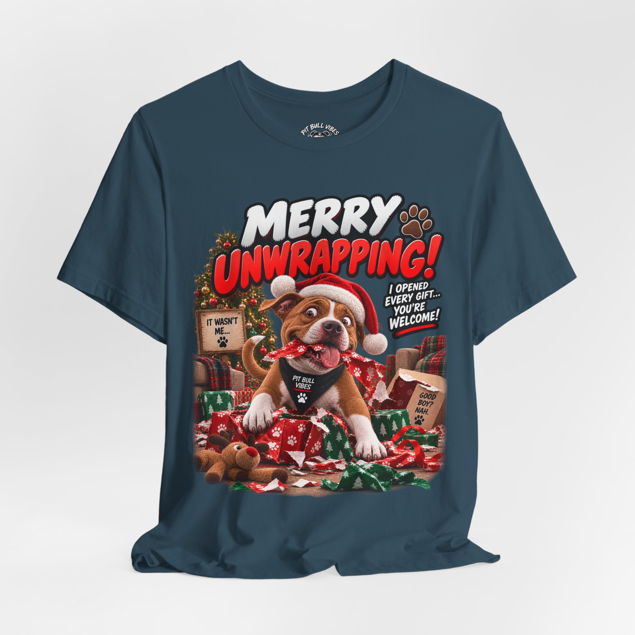 Merry Unwrapping! Christmas Dog T-Shirt — Funny Holiday Puppy Gift - Image 24