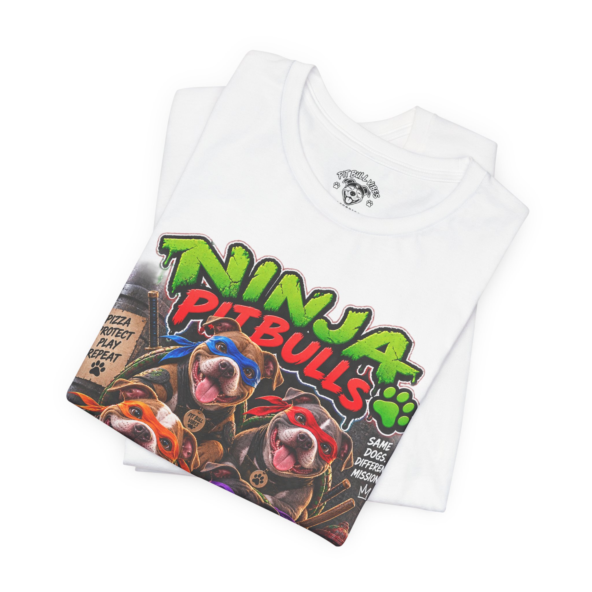 Ninja Pitbulls Graphic Tee — Cute Pitbull Dogs Street Art T-Shirt - Image 7