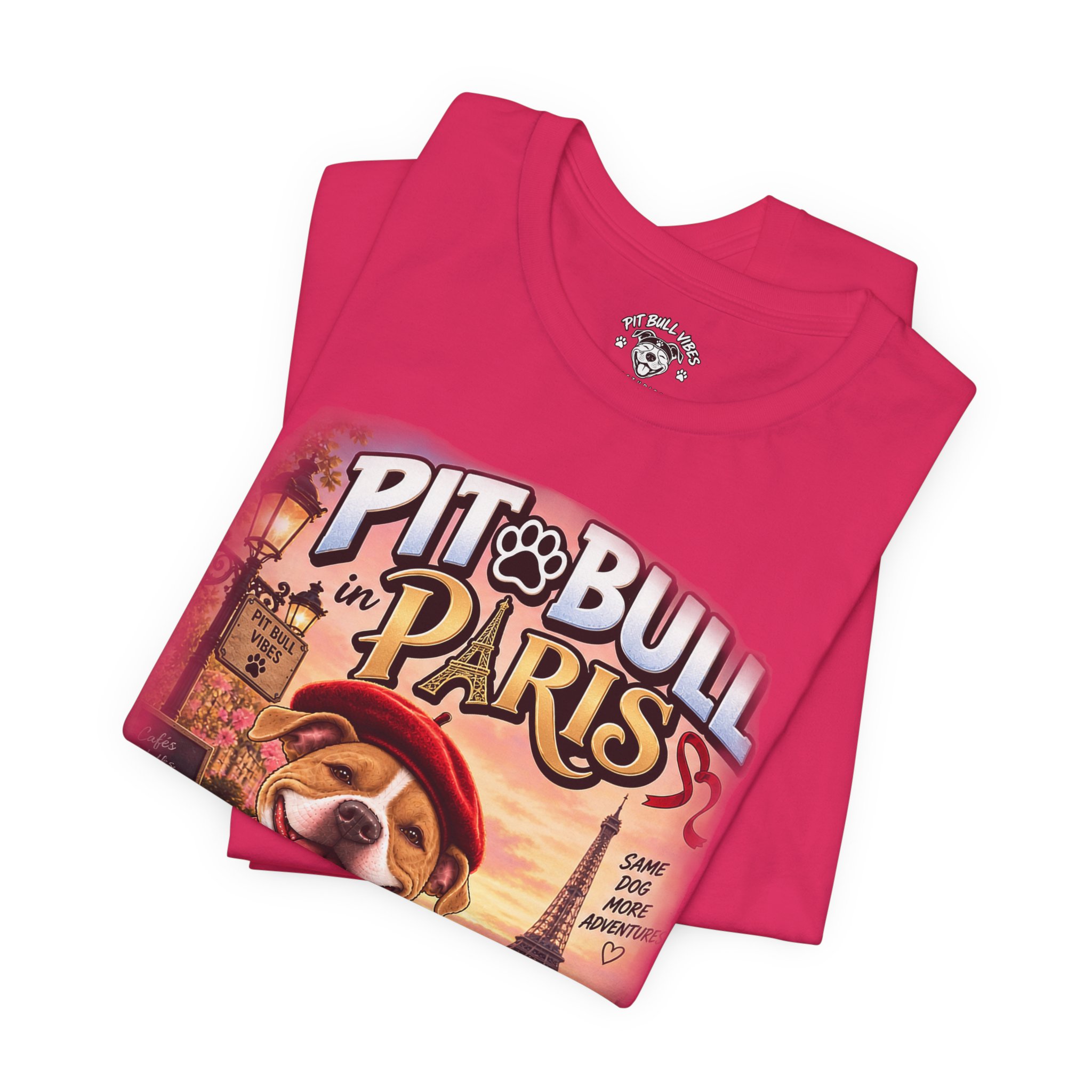 Pit Bull in Paris T-Shirt — Cute French PitBull Travel Graphic Tee - Image 27