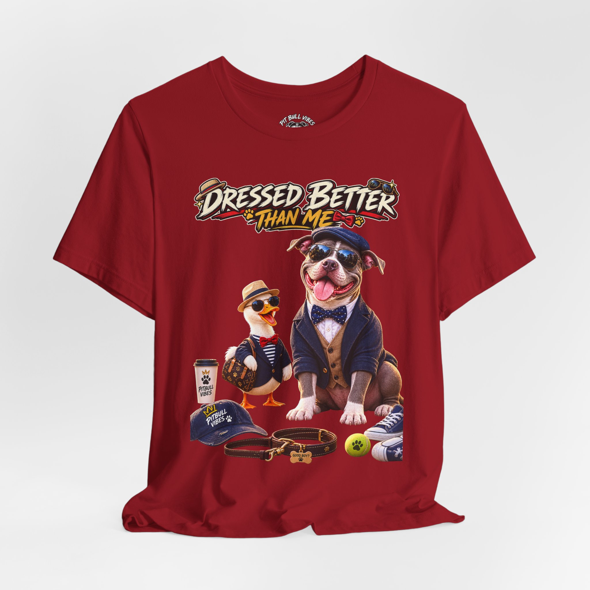 Graphic Tee - "Dressed Better Than Me" Funny Dog & Duck Outfit Design