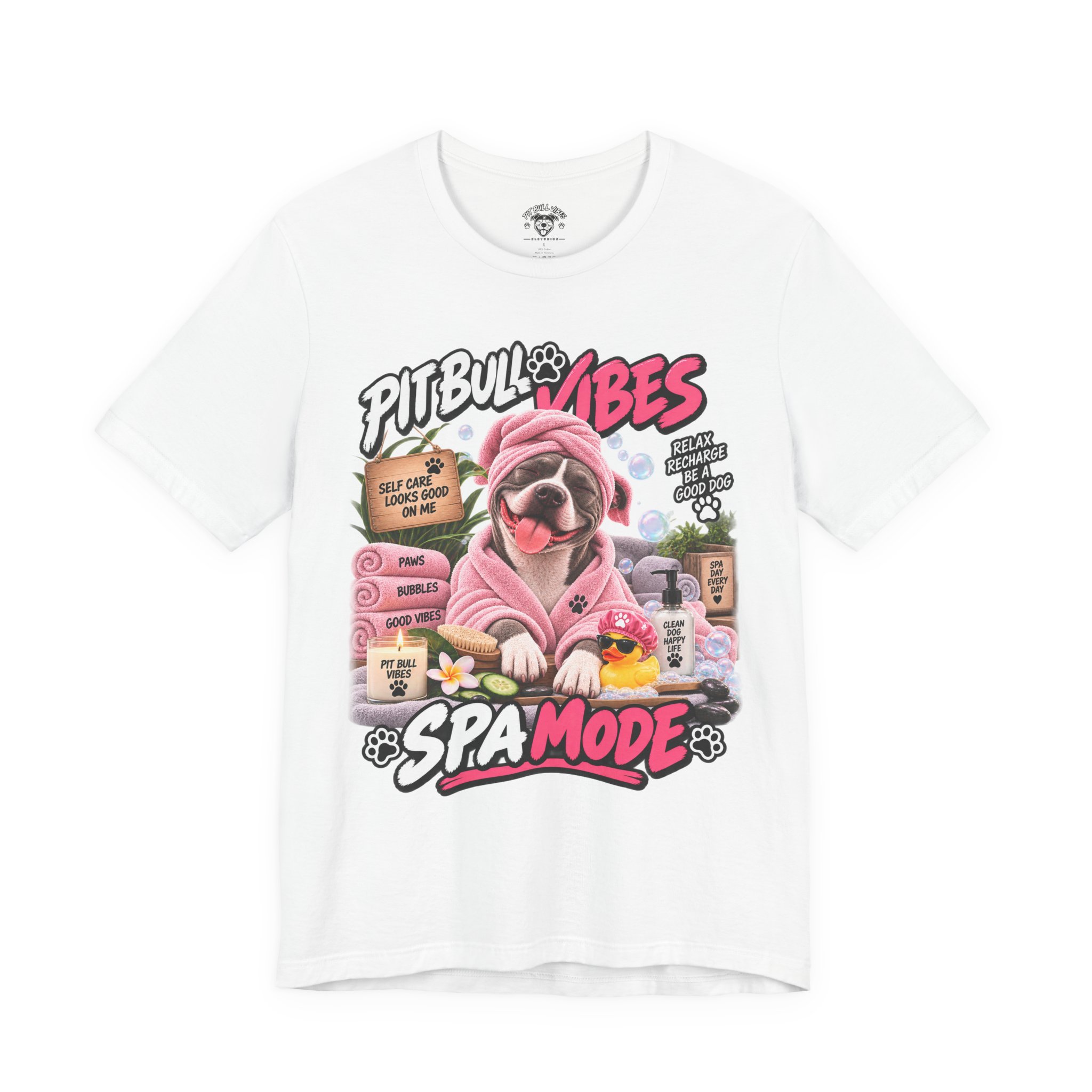 Pit Bull Spa Mode T-Shirt – Cute Spa Vibes Graphic Tee for Dog Lovers - Image 5