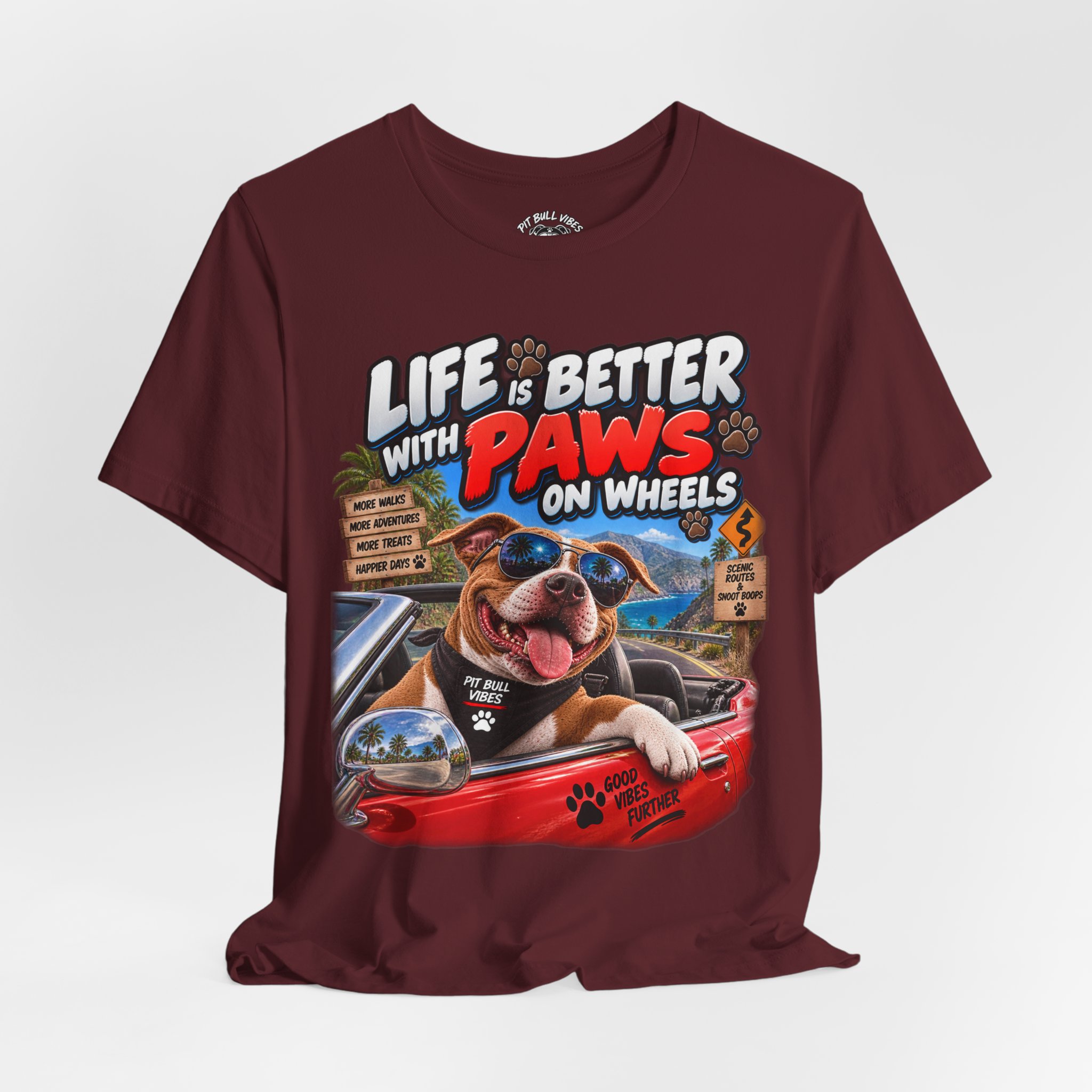 T-Shirt — "Life Is Better With Paws on Wheels" Dog Driving Graphic Tee - Image 32