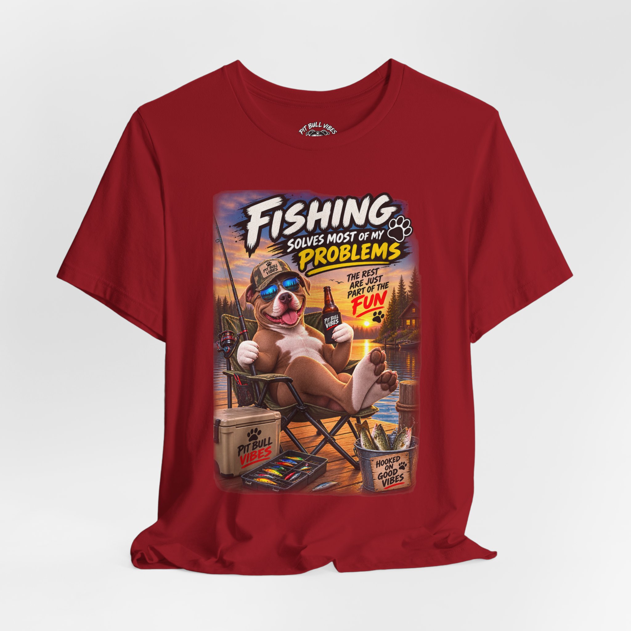 Fishing Solves Most of My Problems T-Shirt — Funny Fishing Graphic Tee - Image 40