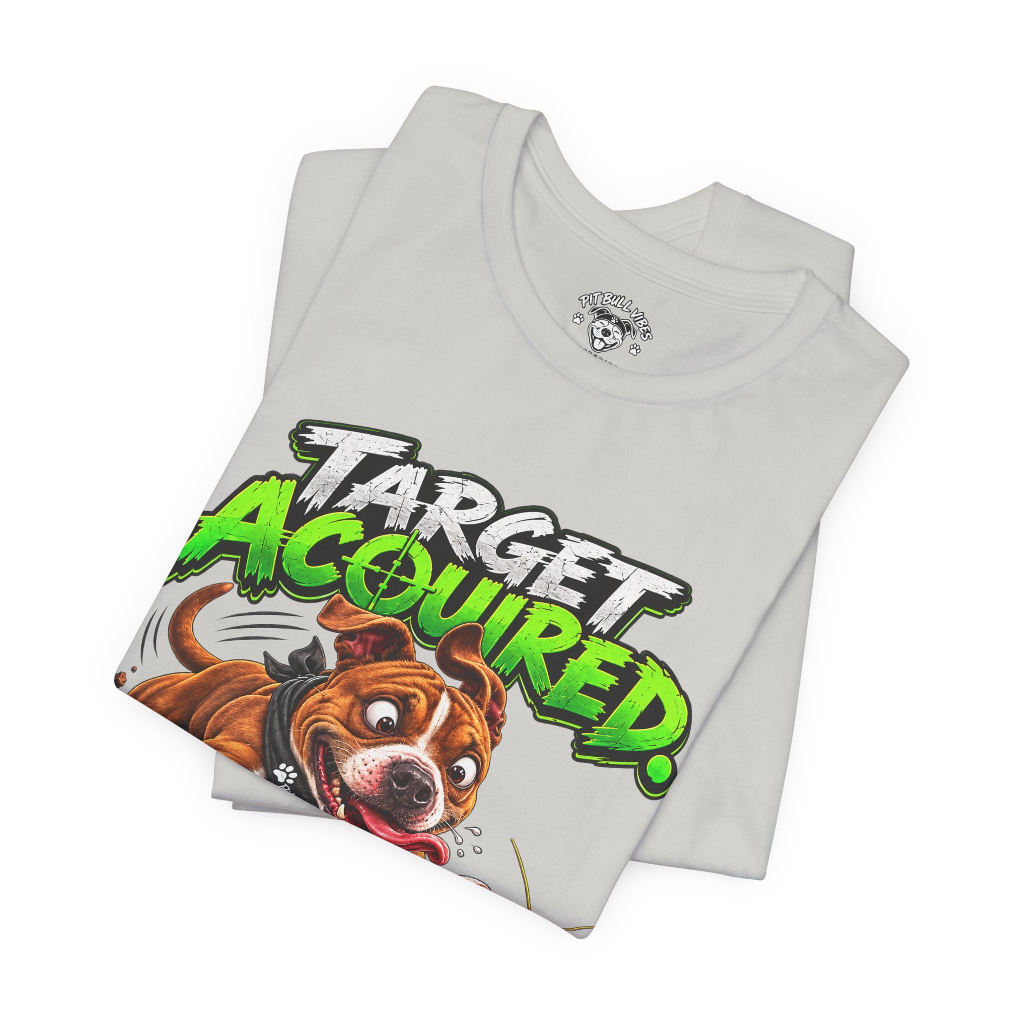 Target Acquired T-Shirt — Playful PitBull Dog 'Bug Patrol: Full Send' Graphic Tee - Image 19