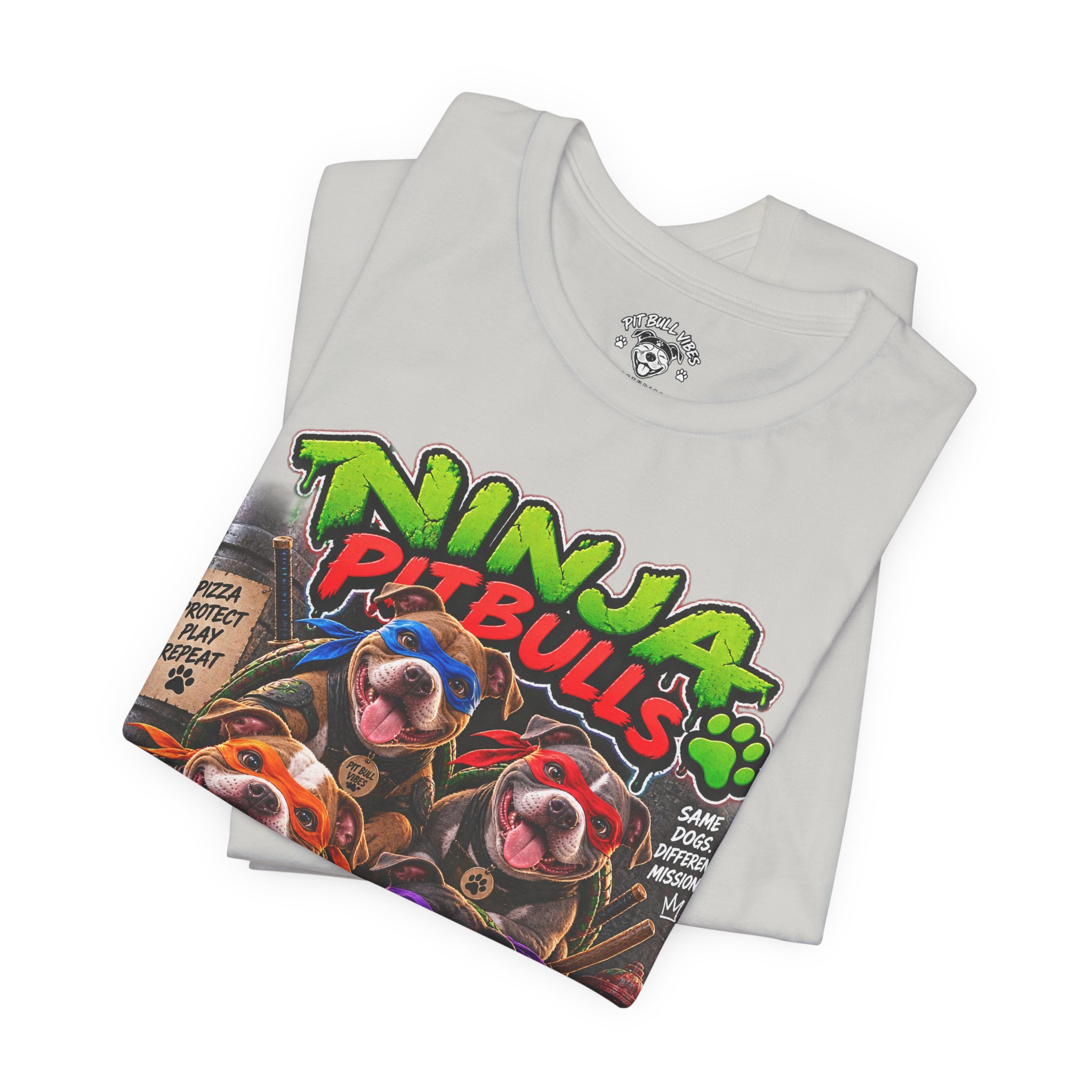 Ninja Pitbulls Graphic Tee — Cute Pitbull Dogs Street Art T-Shirt - Image 19