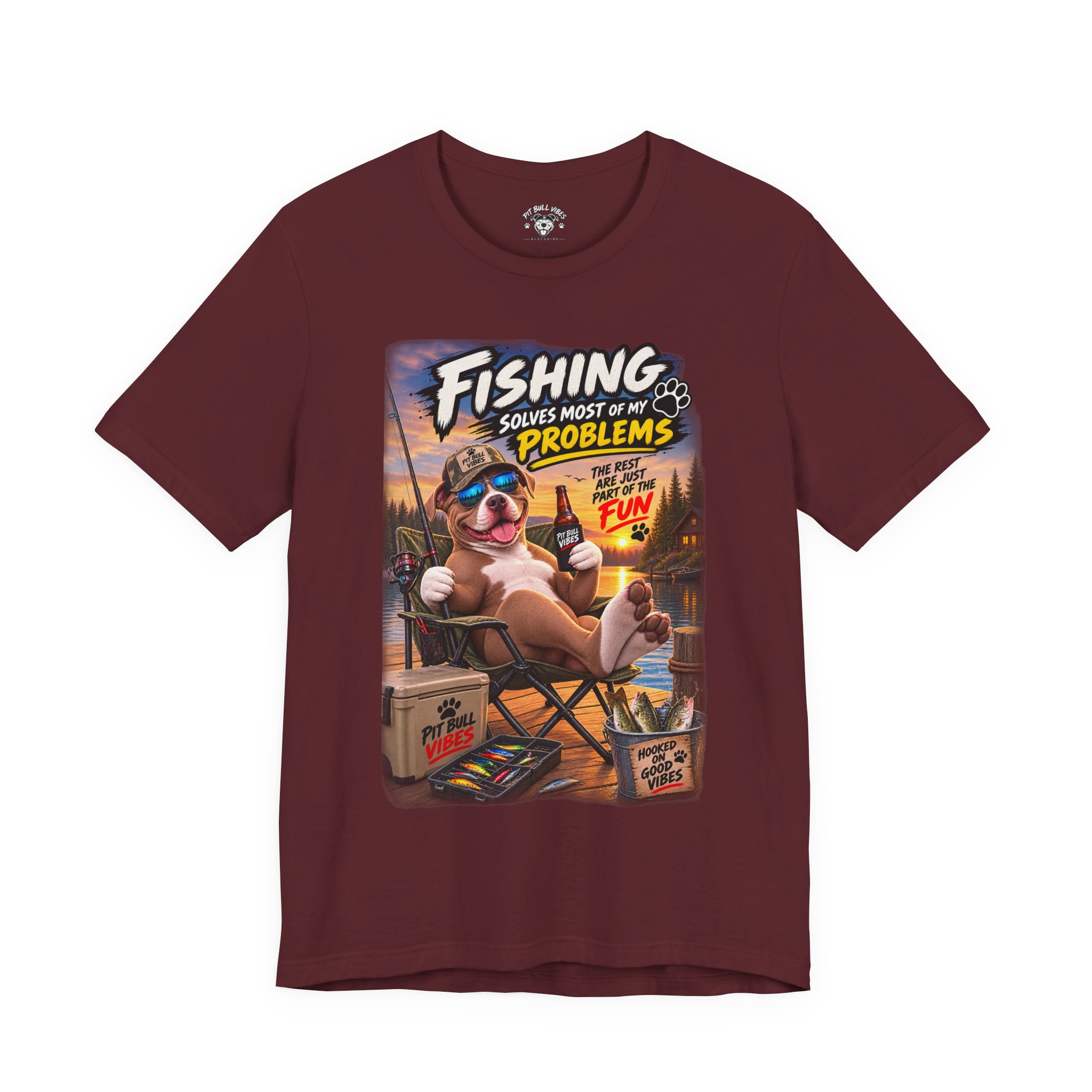 Fishing Solves Most of My Problems T-Shirt — Funny Fishing Graphic Tee - Image 33