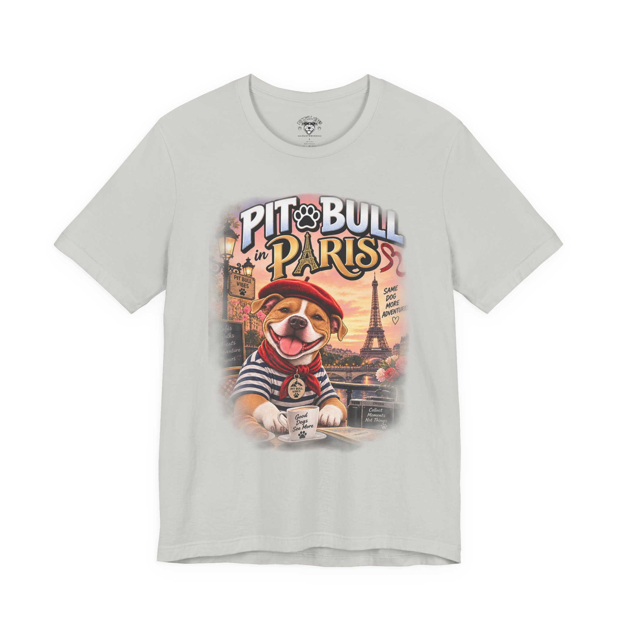 Pit Bull in Paris T-Shirt — Cute French PitBull Travel Graphic Tee - Image 13