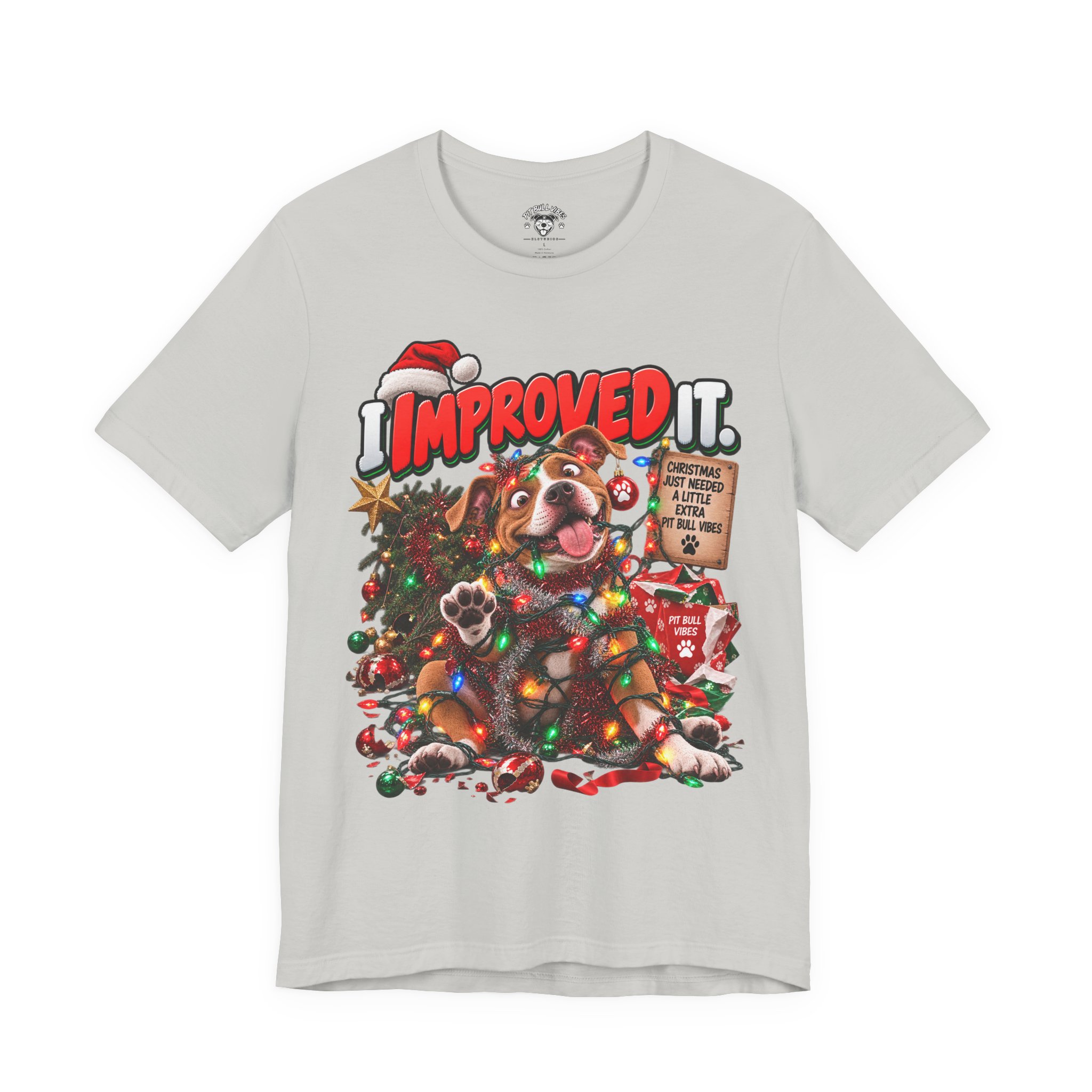 Holiday Dog T‑Shirt “I Improved It” Christmas Puppy Tee - Image 17