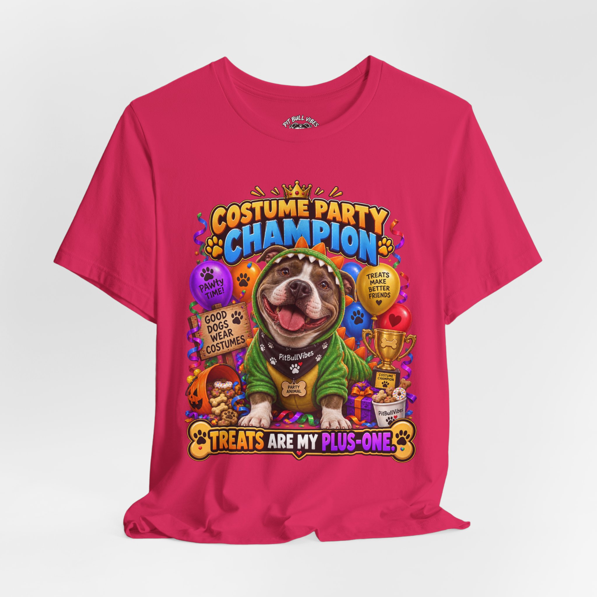 Costume Party Champion Dog T-Shirt — "Treats Are My Plus-One" - Image 28