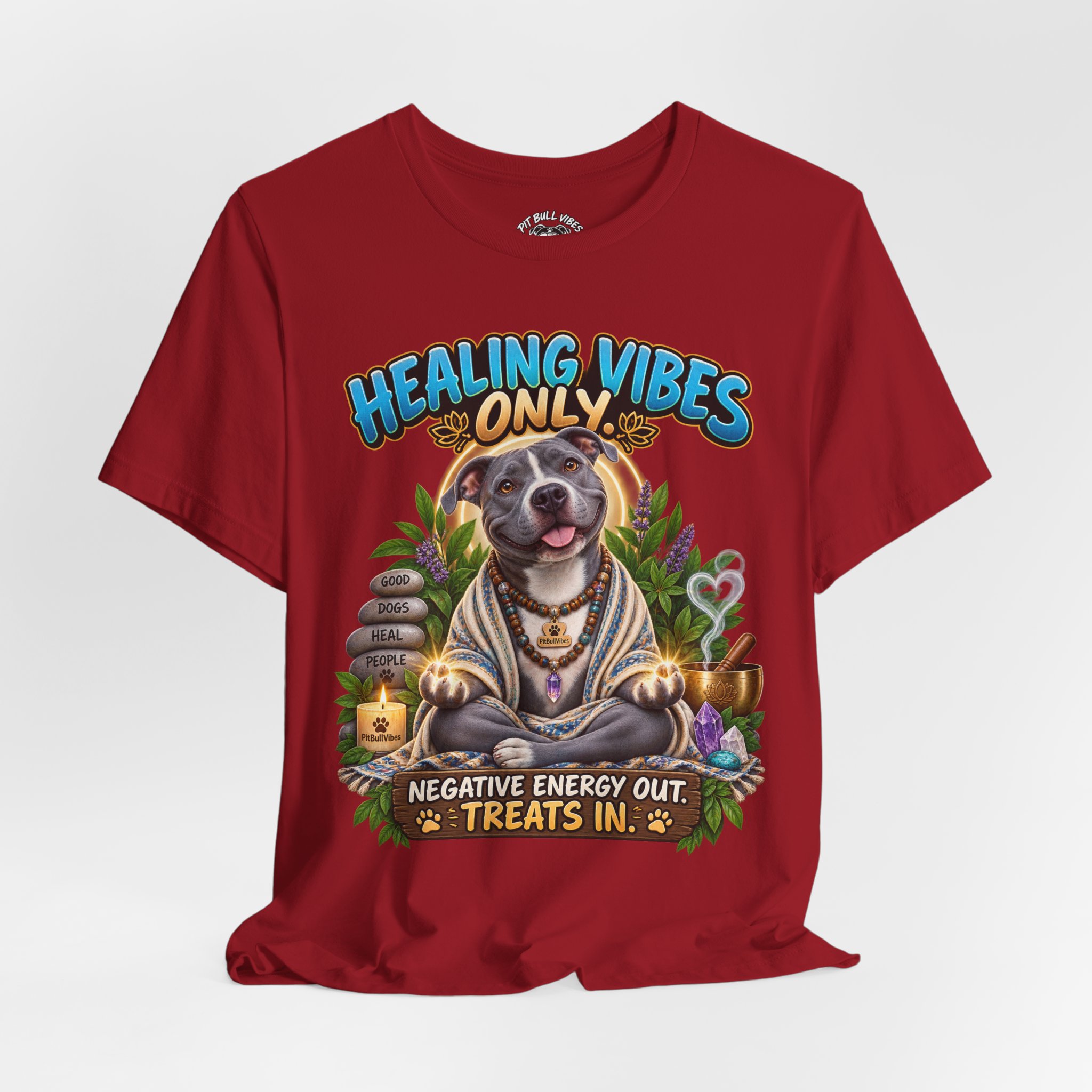 Healing Vibes Only Tee — "Negative Energy Out, Treats In" Dog Graphic T‑Shirt - Image 40