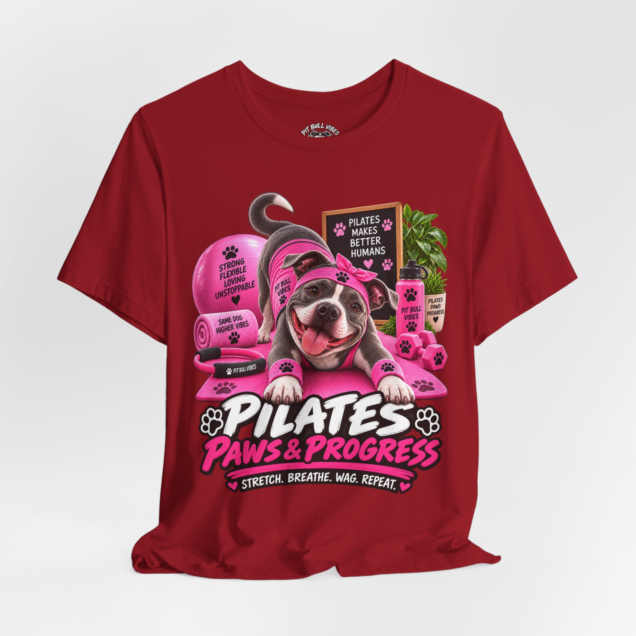 Pilates Paws & Progress T-Shirt — Cute Dog Yoga Pilates Tee (Stretch, Breathe, Wag, Repeat) - Image 40