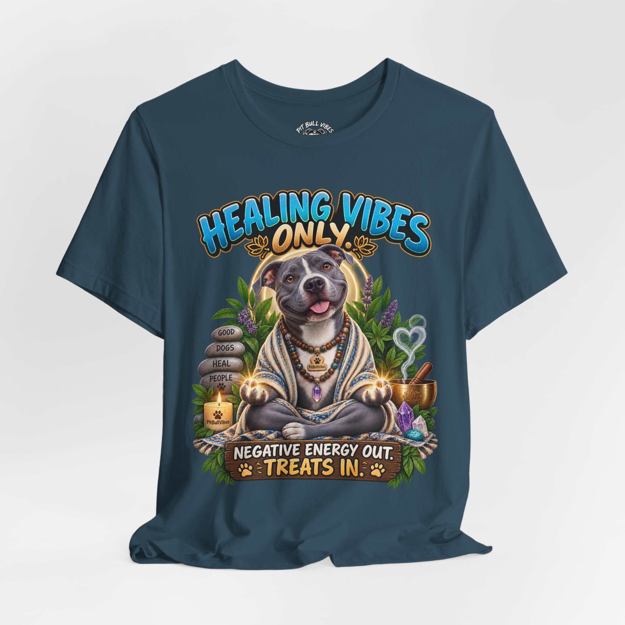 Healing Vibes Only Tee — "Negative Energy Out, Treats In" Dog Graphic T‑Shirt - Image 24