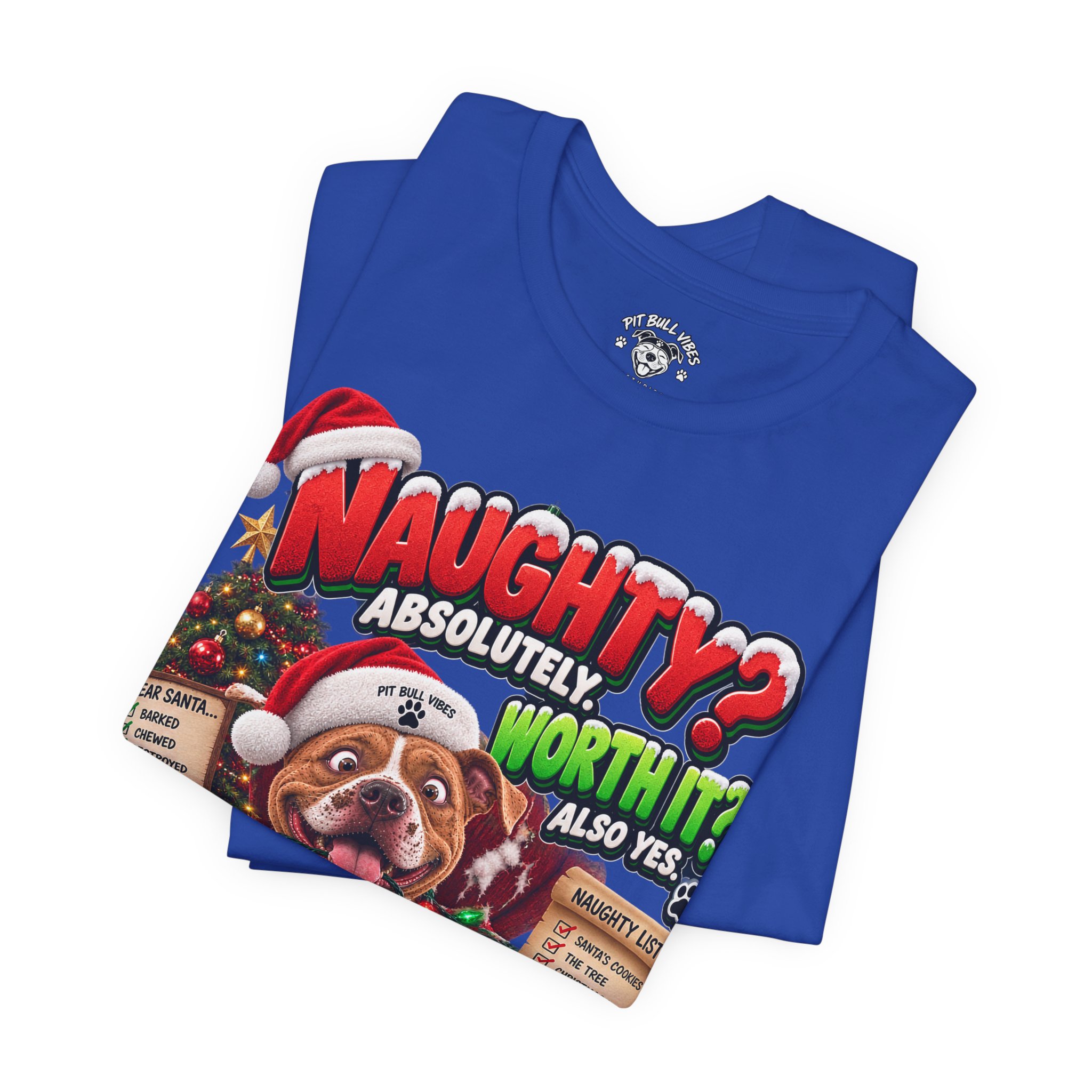 Naughty? Absolutely! Worth It? Christmas Dog Graphic Tee - Image 23