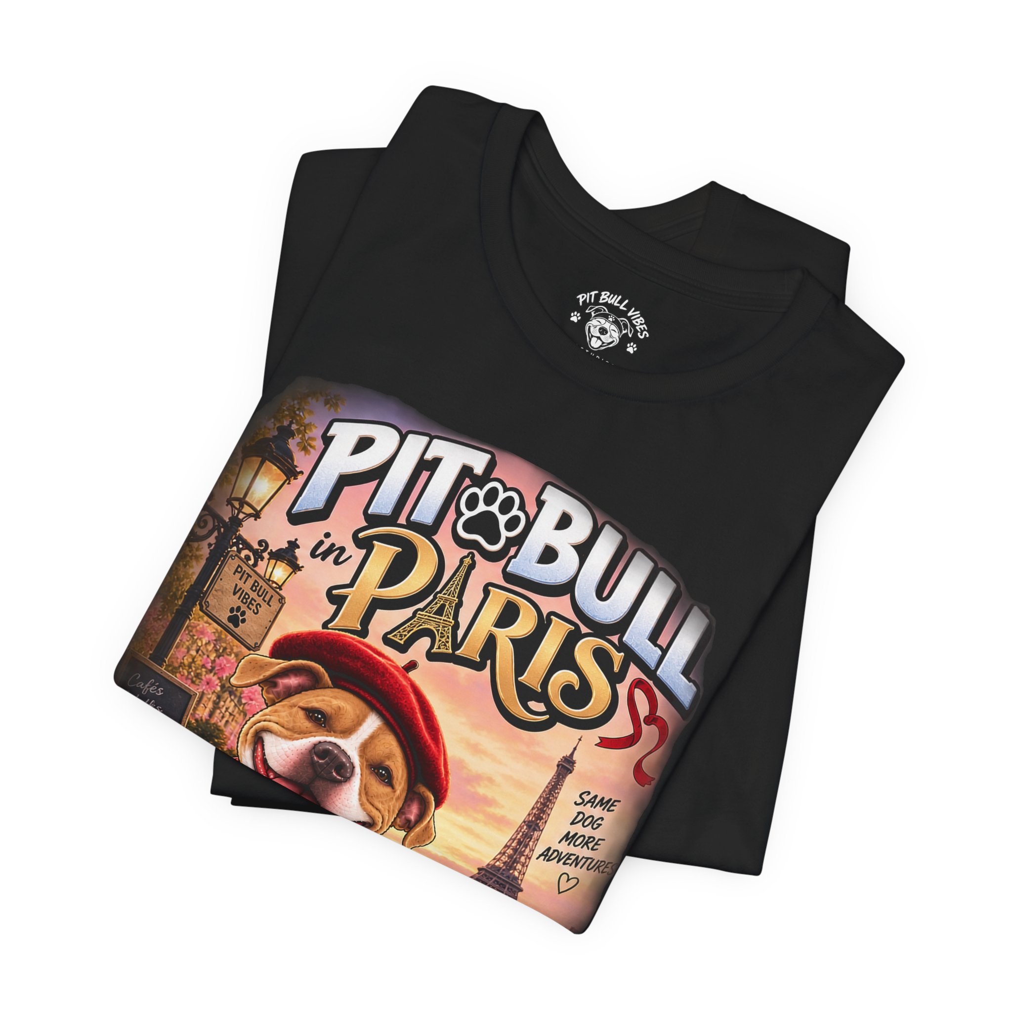 Pit Bull in Paris T-Shirt — Cute French PitBull Travel Graphic Tee - Image 11