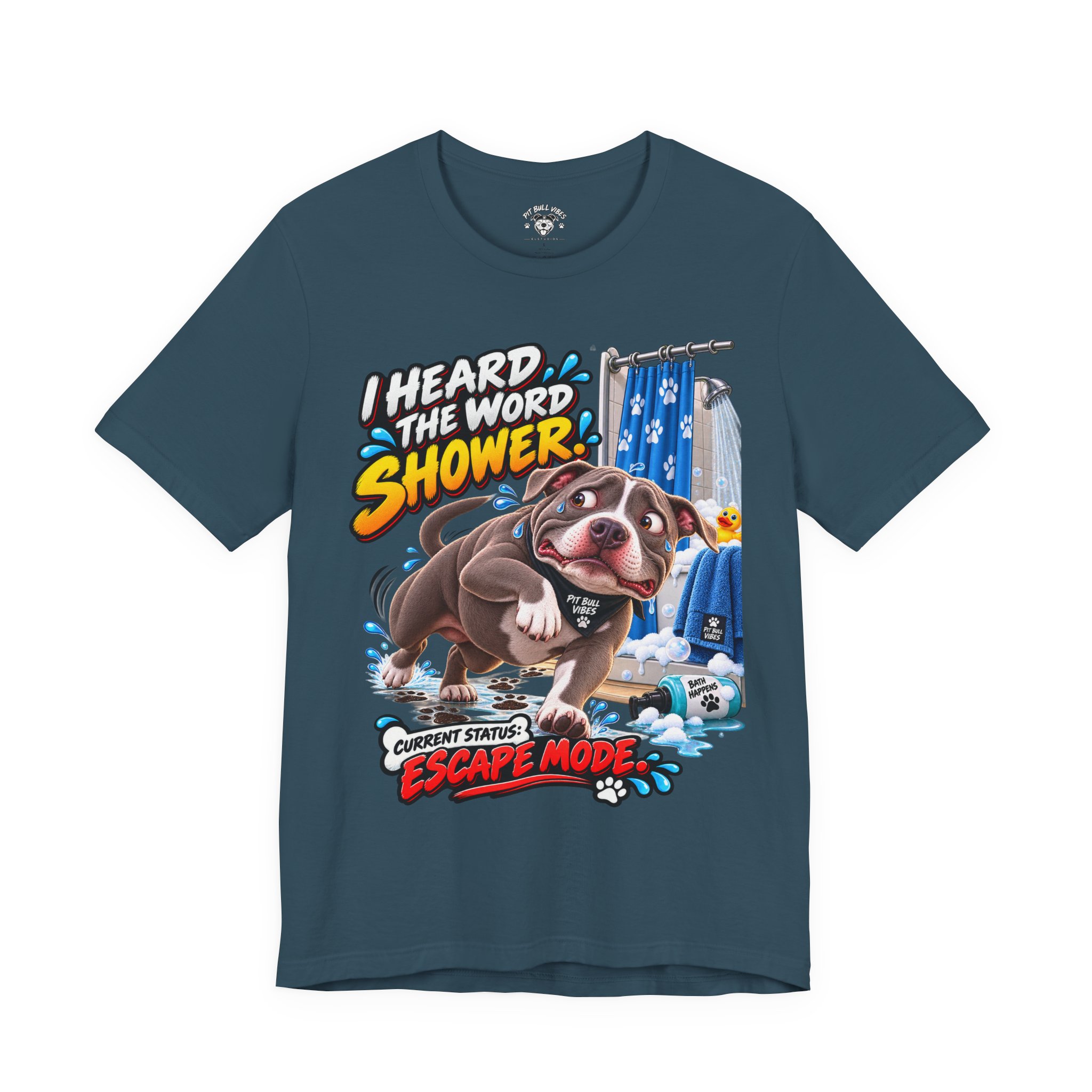 Funny Dog T‑Shirt — "I Heard the Word Shower" Escape Mode Graphic Tee - Image 2