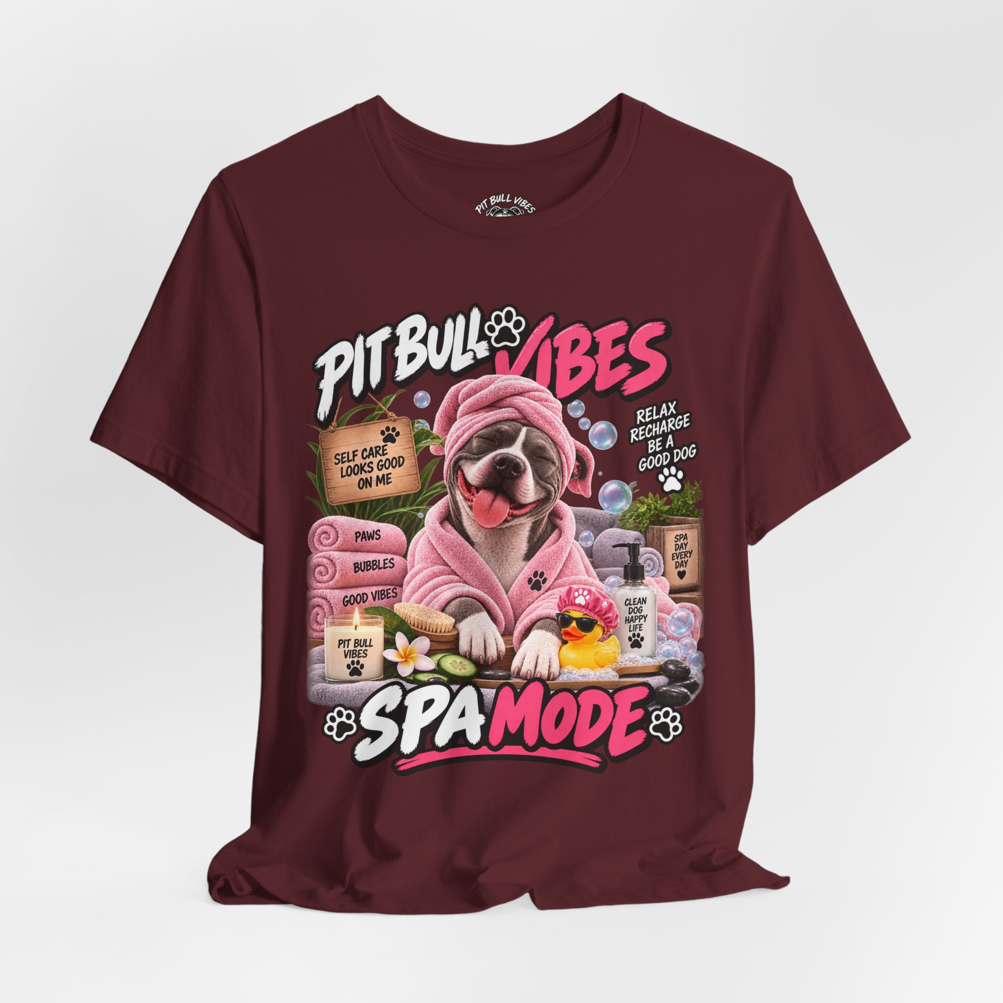 Pit Bull Spa Mode T-Shirt – Cute Spa Vibes Graphic Tee for Dog Lovers - Image 36