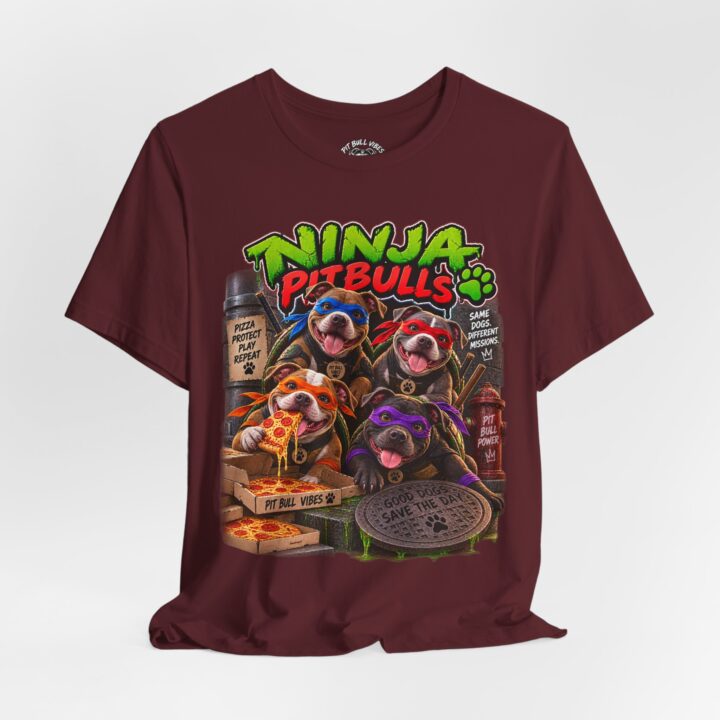 Ninja Pitbulls Graphic Tee — Cute Pitbull Dogs Street Art T-Shirt