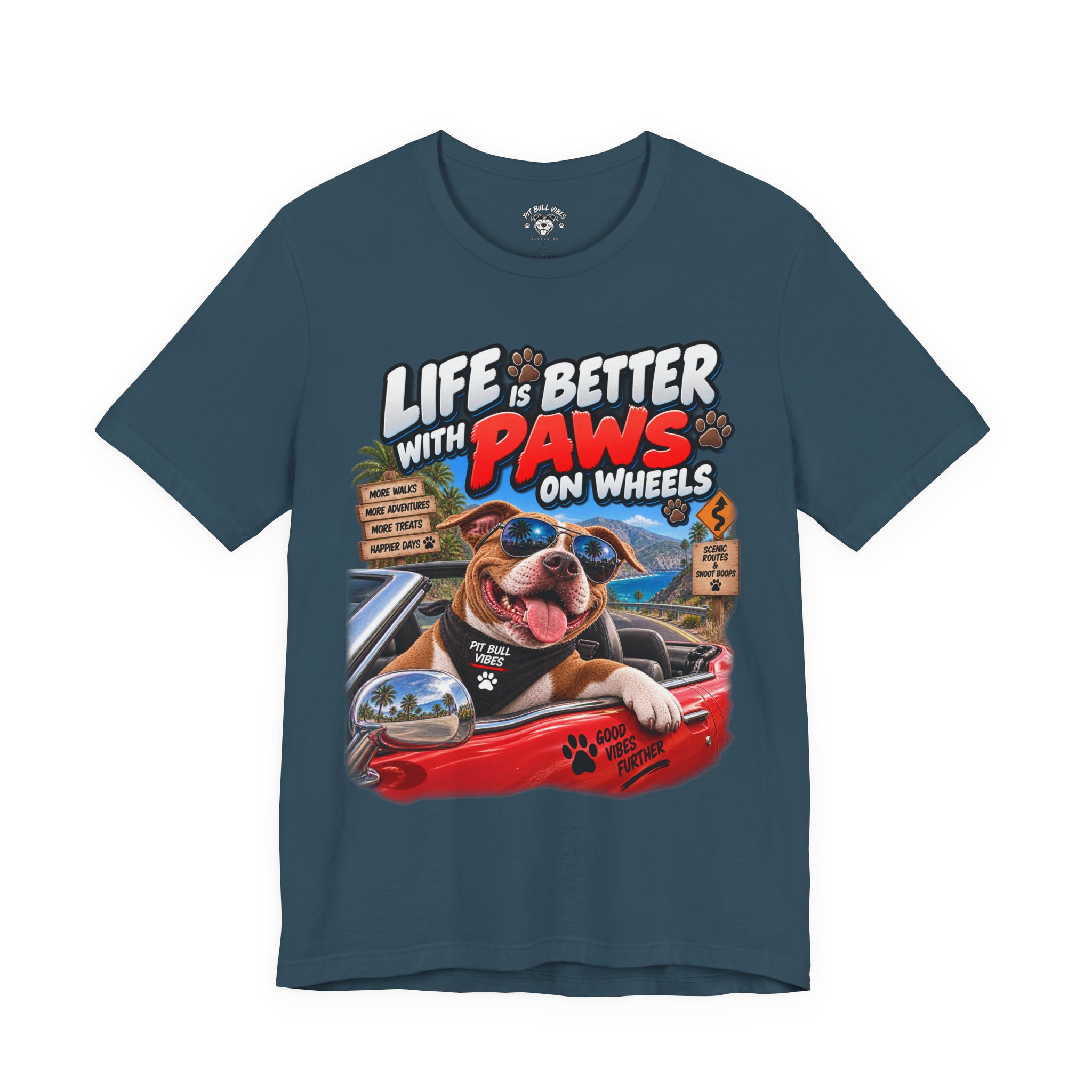 T-Shirt — "Life Is Better With Paws on Wheels" Dog Driving Graphic Tee - Image 21