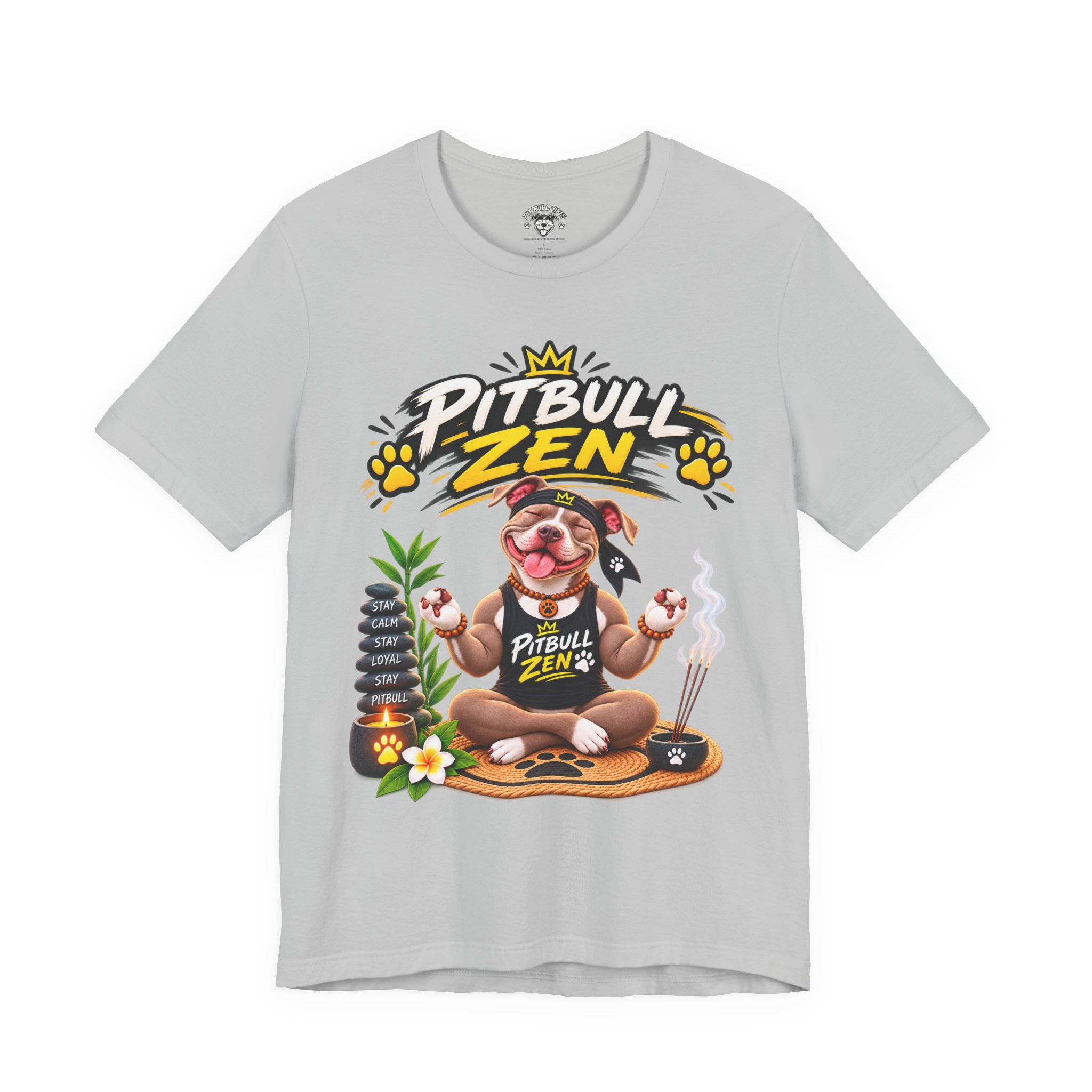 Pitbull Zen T-Shirt - Cute Meditating Pitbull Graphic Tee - Image 5