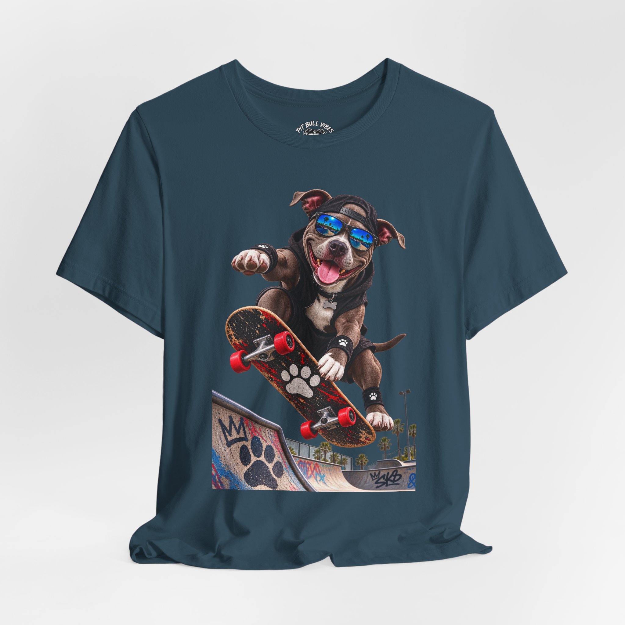 Skateboarding Dog T-Shirt | Skate Pup Graphic Tee, Sunglasses Puppy - Image 22