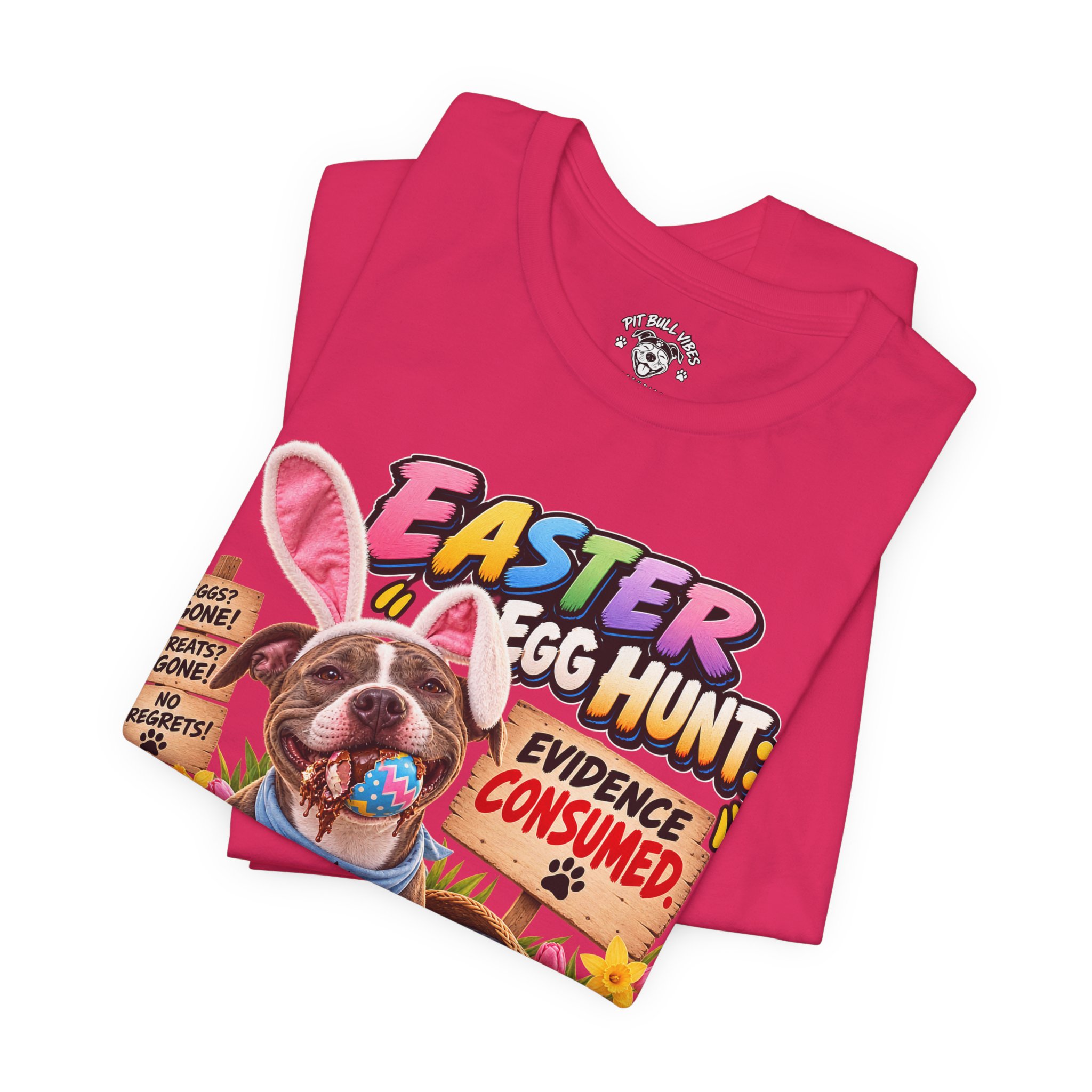 Easter Egg Hunt Dog T-Shirt — “Evidence Consumed” Cute Puppy Easter Tee - Image 4