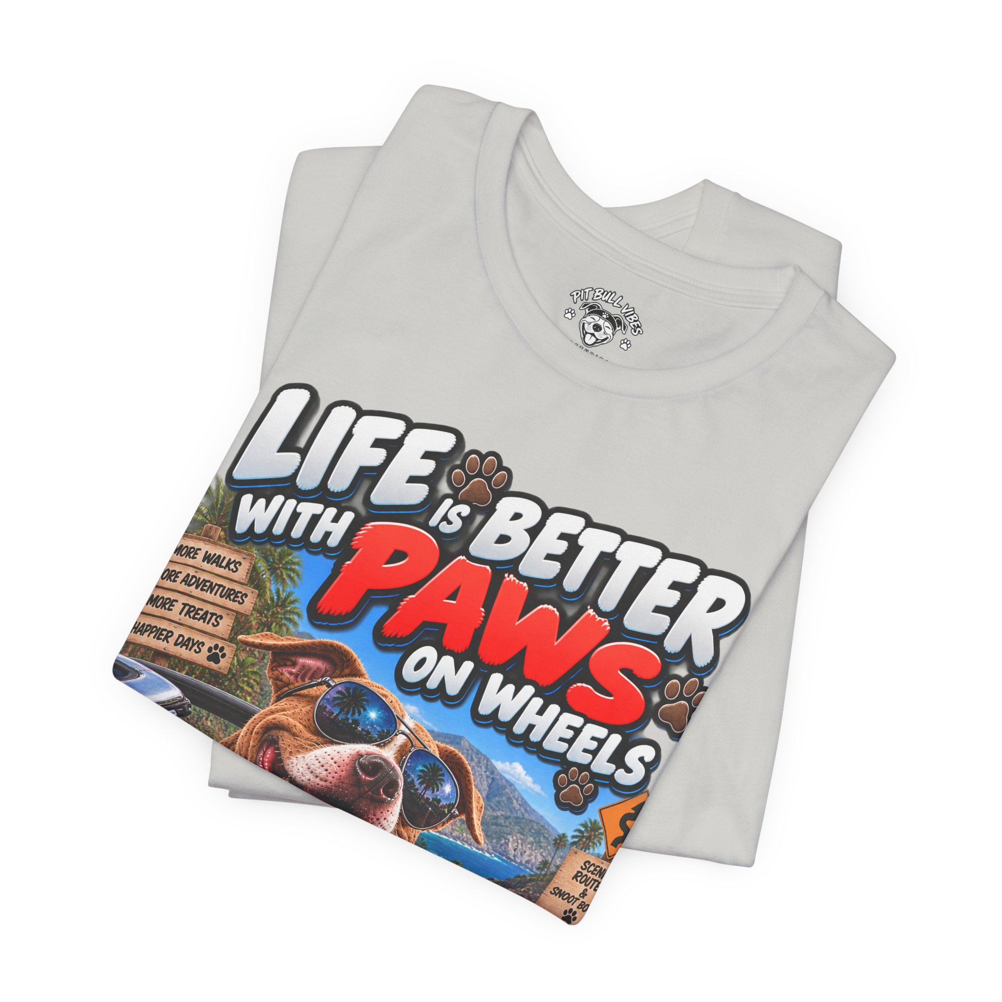 T-Shirt — "Life Is Better With Paws on Wheels" Dog Driving Graphic Tee - Image 15