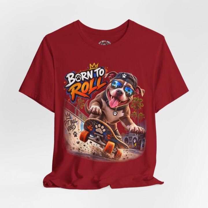 Born to Roll Skateboard Dog T‑Shirt