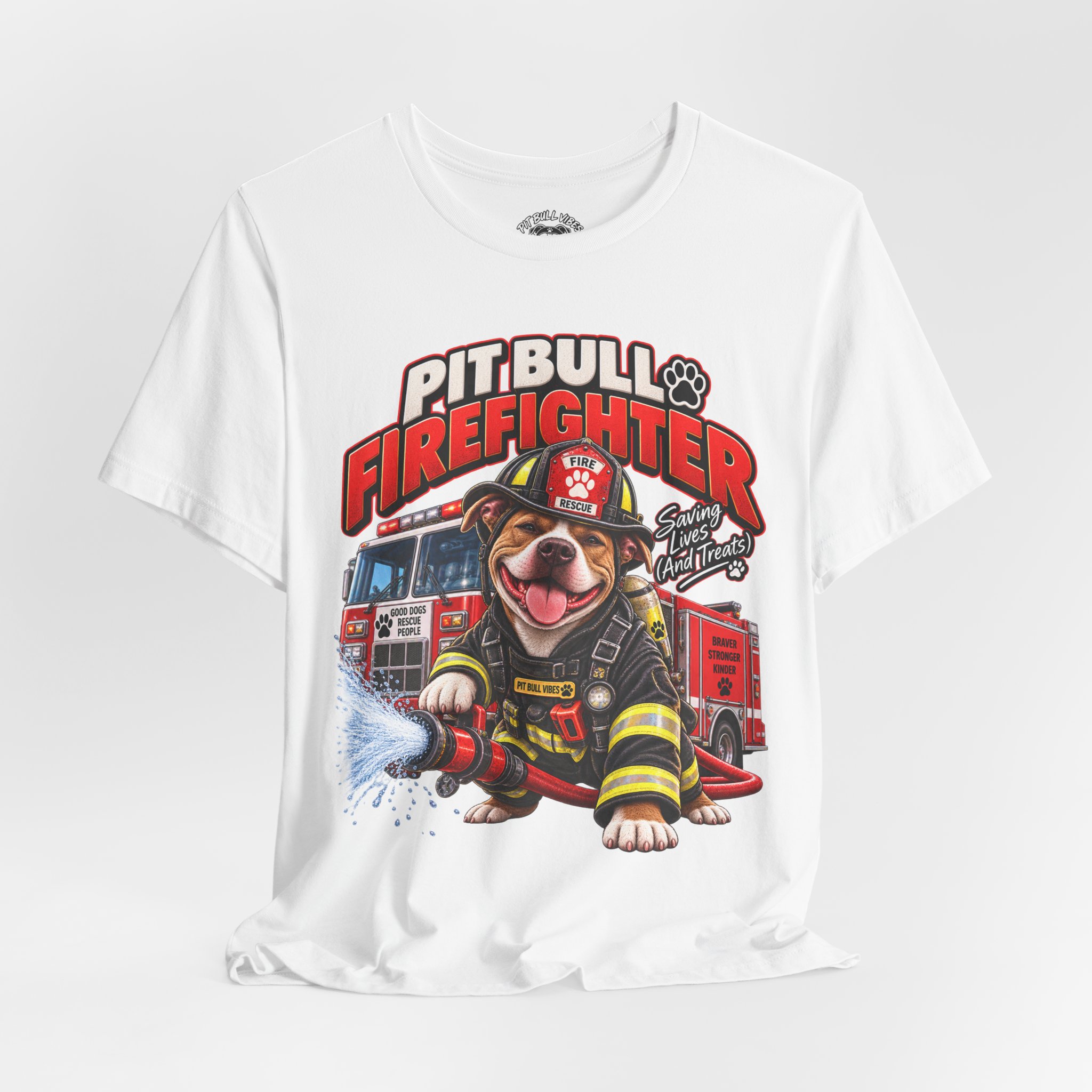 Pitbull Firefighter T-Shirt – Cute Firehouse Dog Tee for Firefighters & Dog Lovers - Image 8