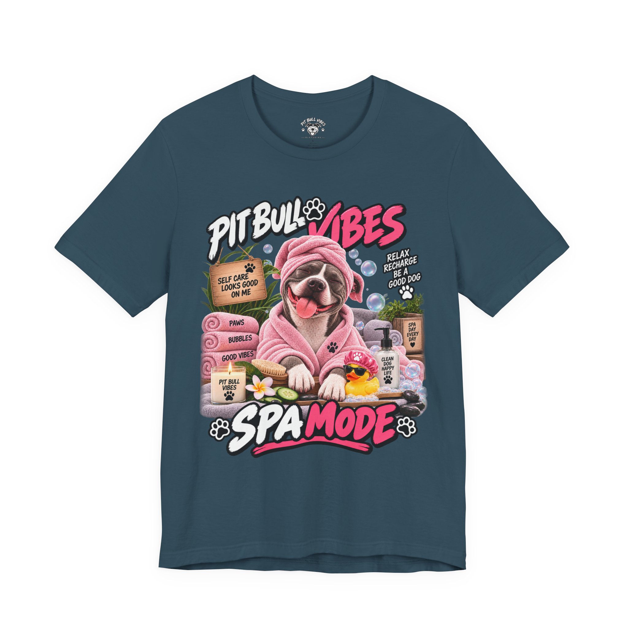 Pit Bull Spa Mode T-Shirt – Cute Spa Vibes Graphic Tee for Dog Lovers - Image 25