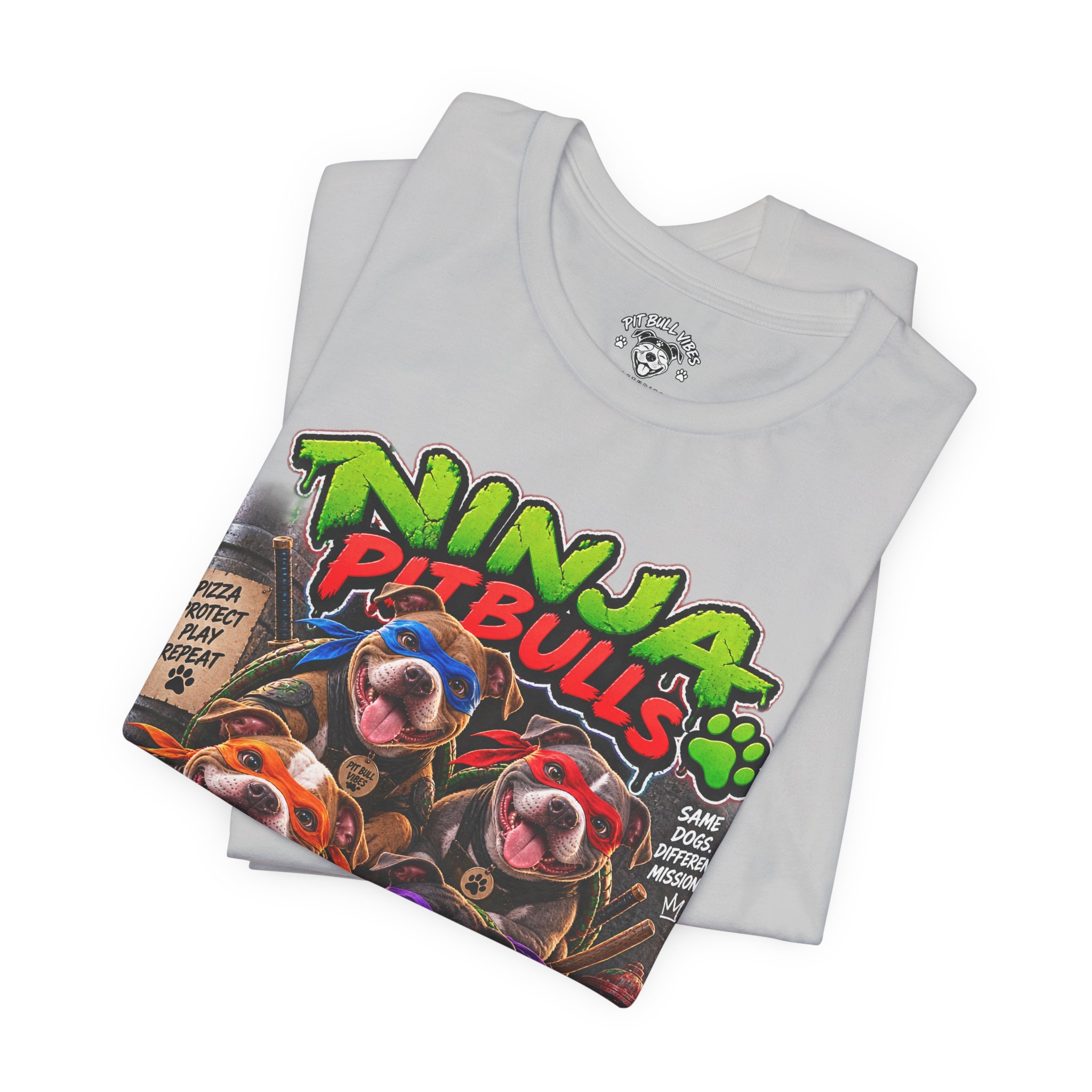 Ninja Pitbulls Graphic Tee — Cute Pitbull Dogs Street Art T-Shirt - Image 11