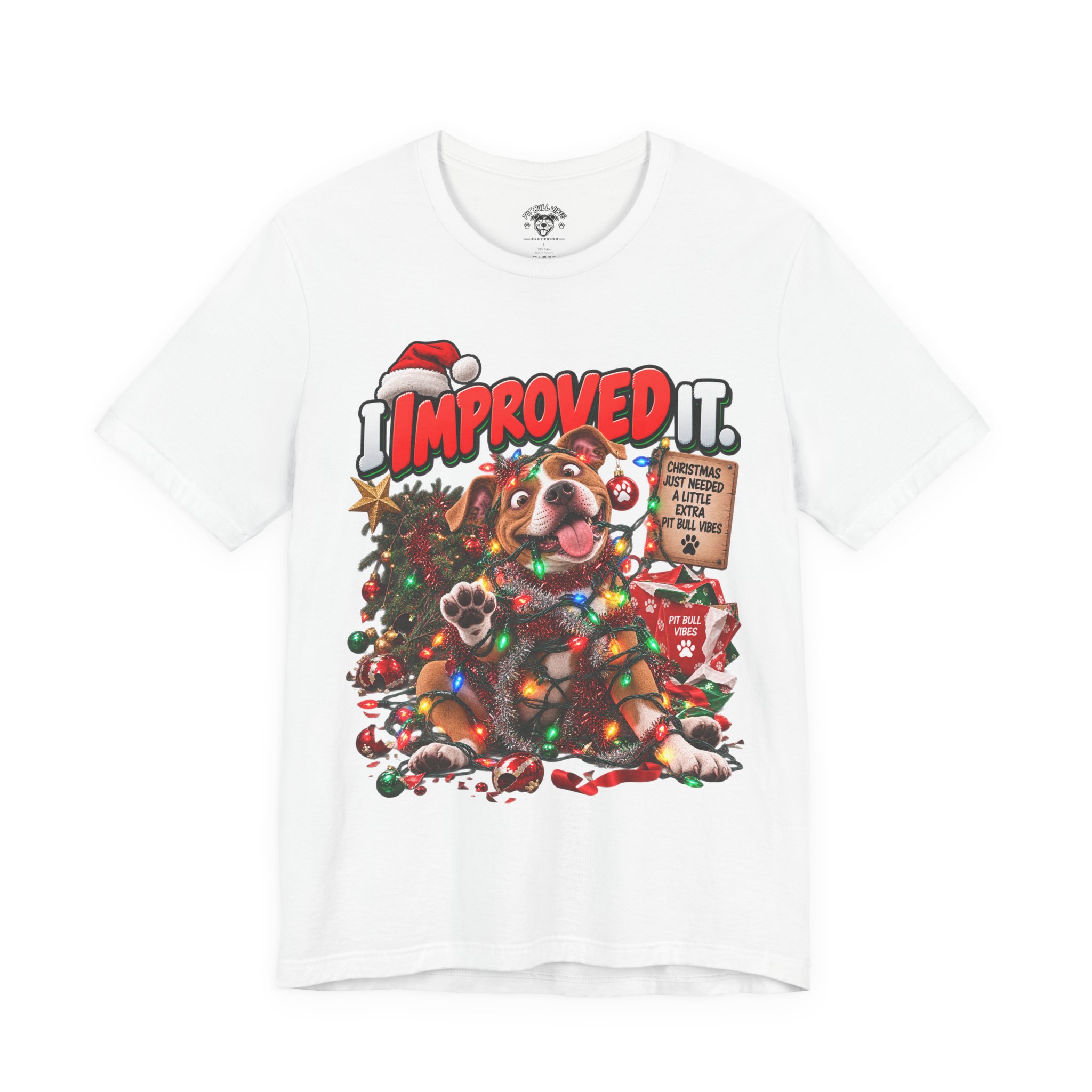 Holiday Dog T‑Shirt “I Improved It” Christmas Puppy Tee - Image 5